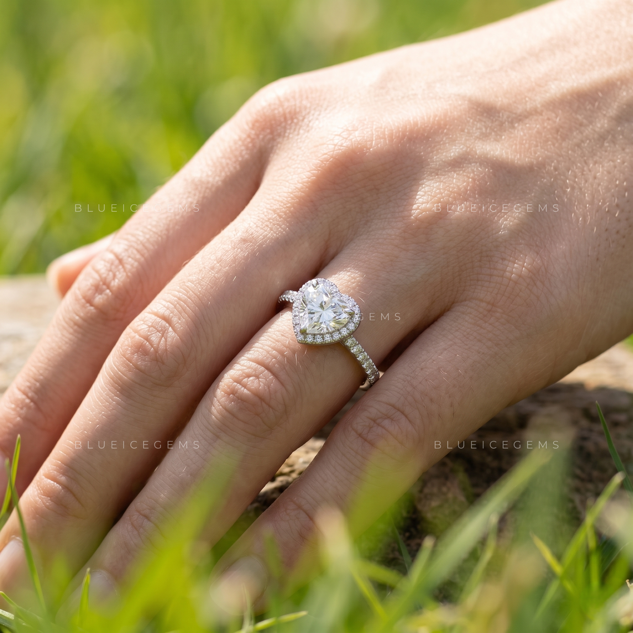 Amore Whisper Heart Cut Delicate Pavé Accent Engagement Ring