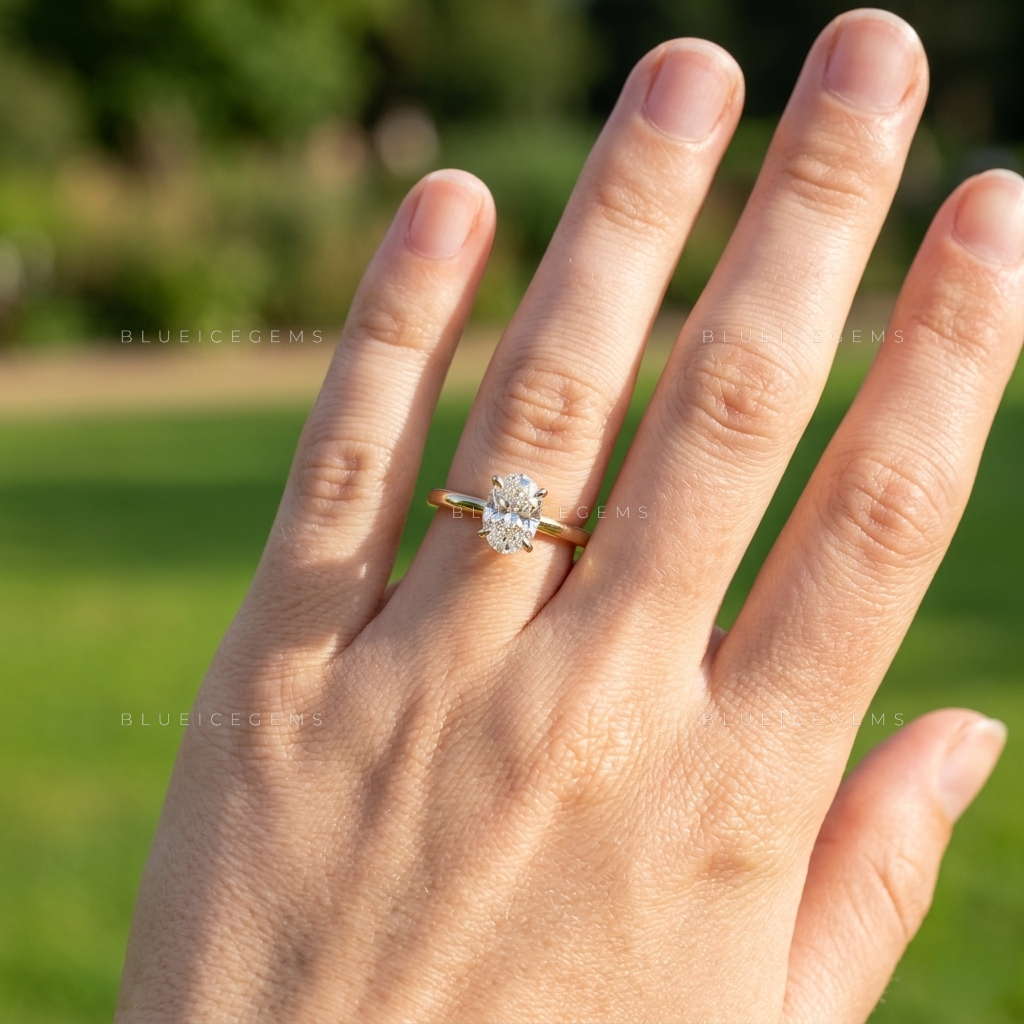 Dainty Oval Brilliant Cut Minimalist Heirloom Promise Engagement Ring