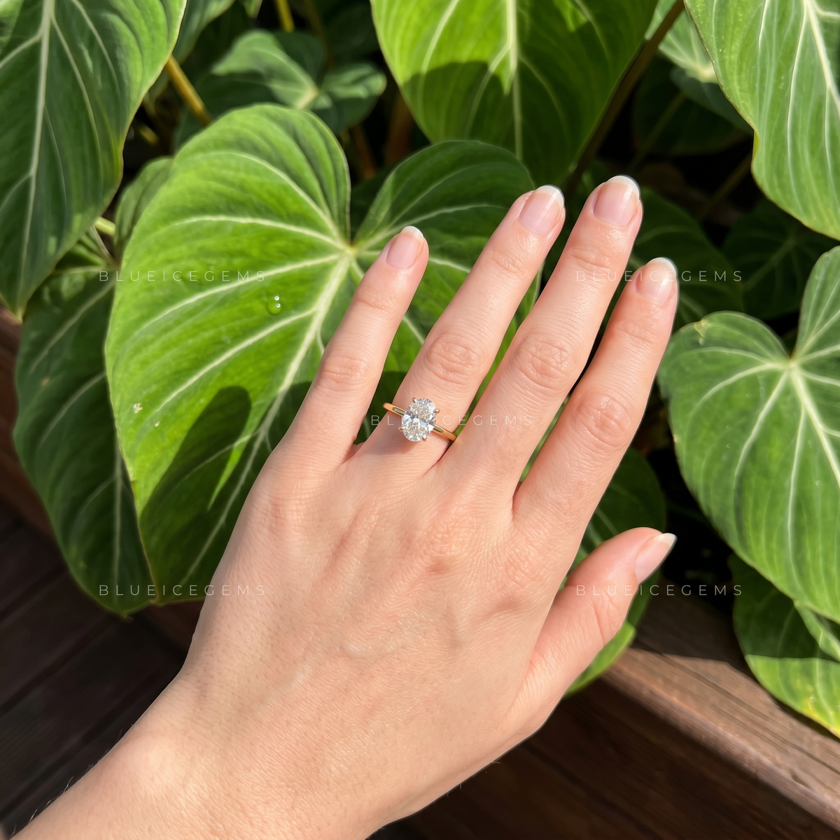 Graceful Serenade Oval Cut Hidden Halo Solitaire Engagement Ring