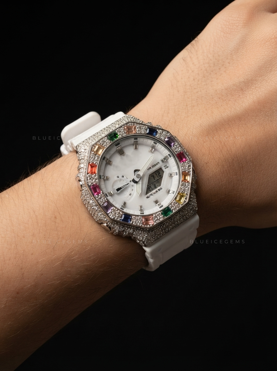 Rainbow Sovereign Custom Bezel – VVS Moissanite