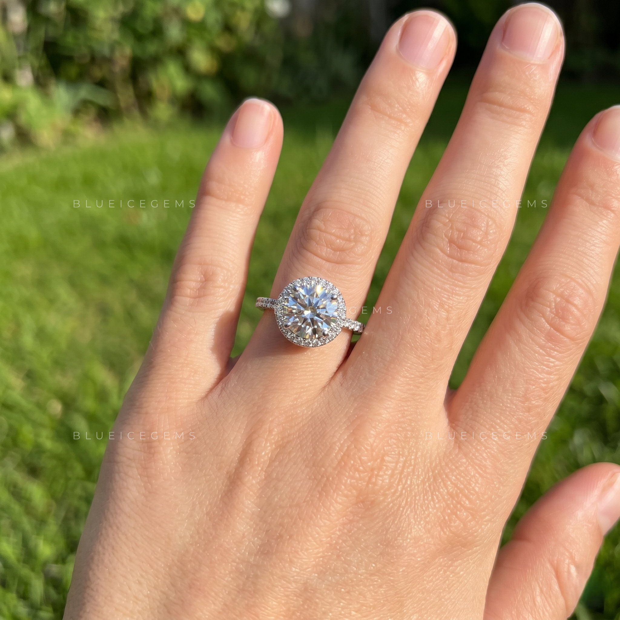 Dazzling Round Brilliant Cut Halo Artistry Engagement Ring