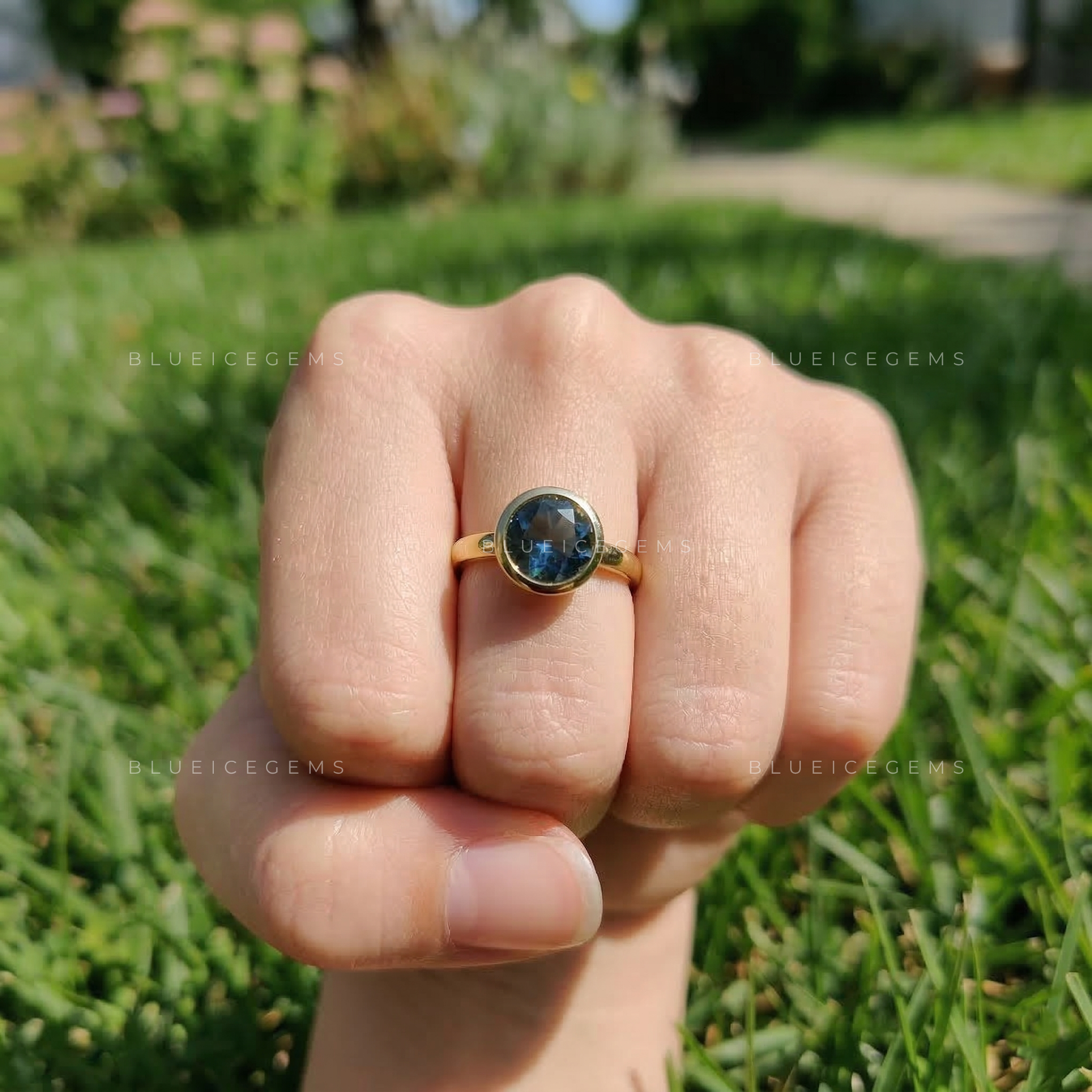 Aquamarine Rose Cut Solitaire Ring