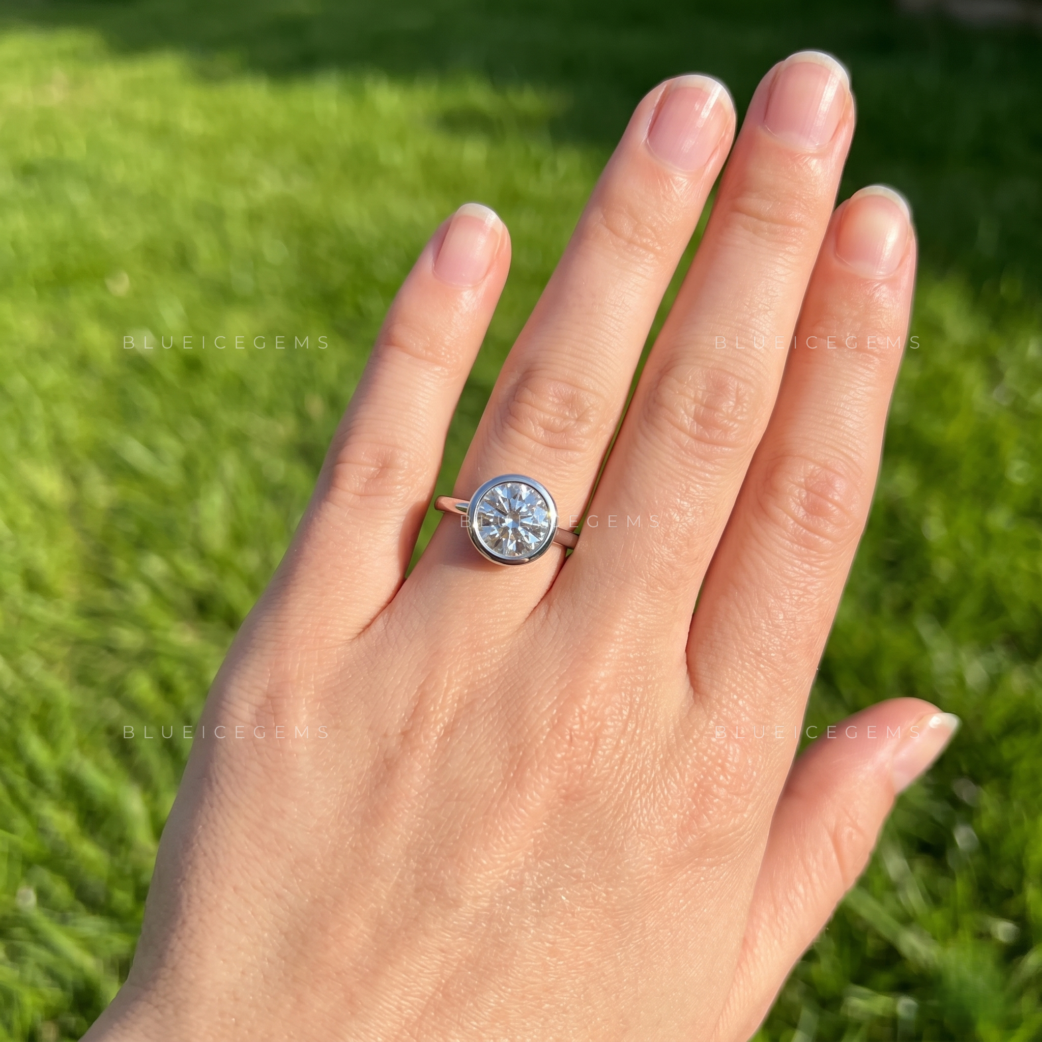 Timeless Sparkle Round Brilliant Cut Bezel Setting Engagement Ring Minimalist Solitaire Anniversary Band