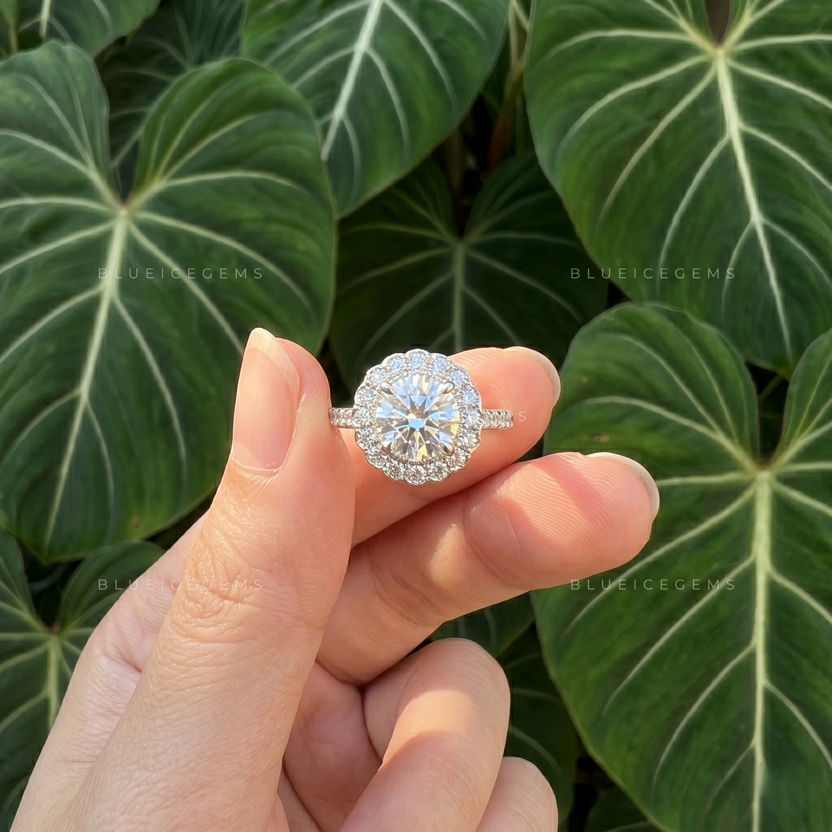 Infinite Splendor Round Brilliant Cut Halo Cathedral Engagement Ring