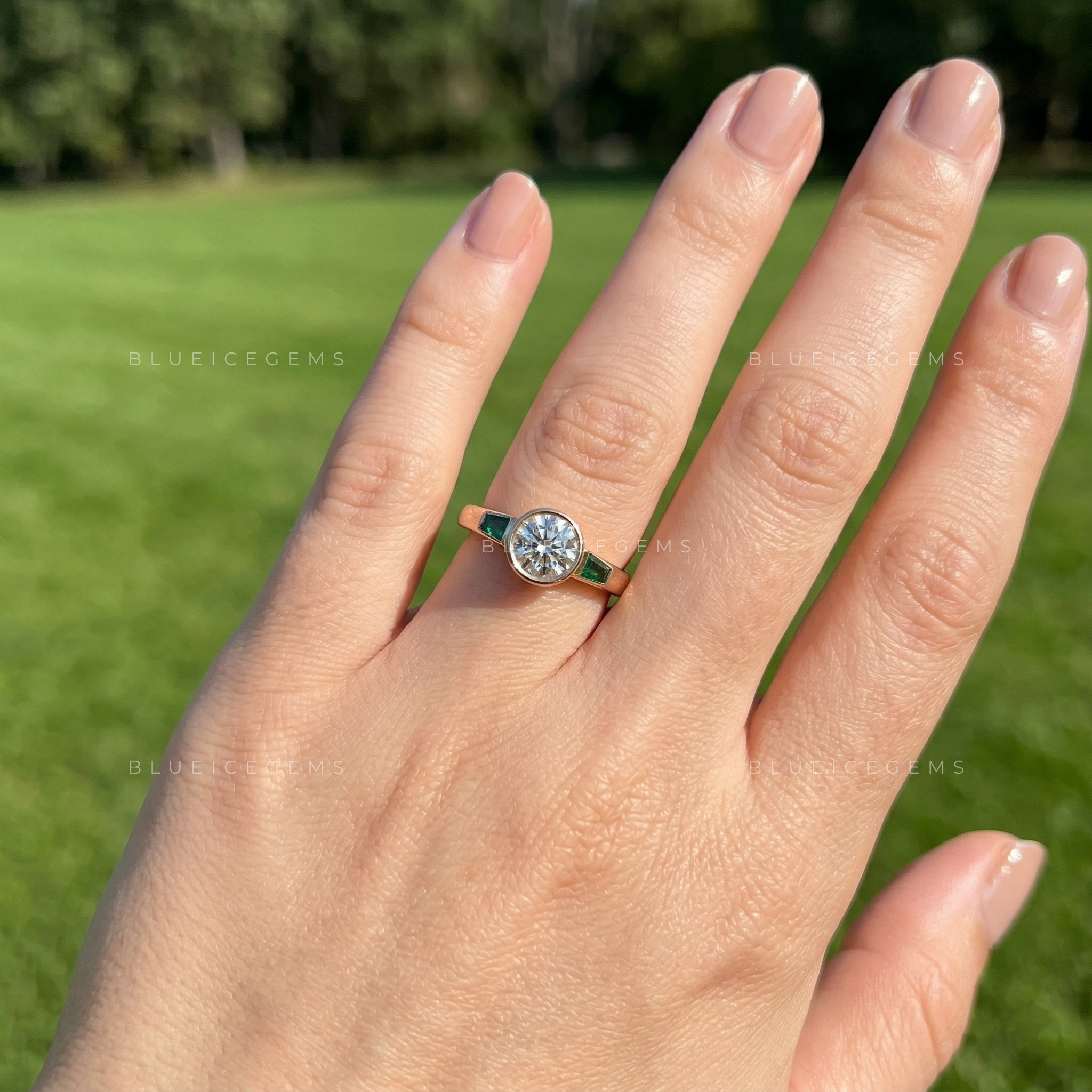 Enchanted Radiance Round and Emerald Tapered Baguette Ring