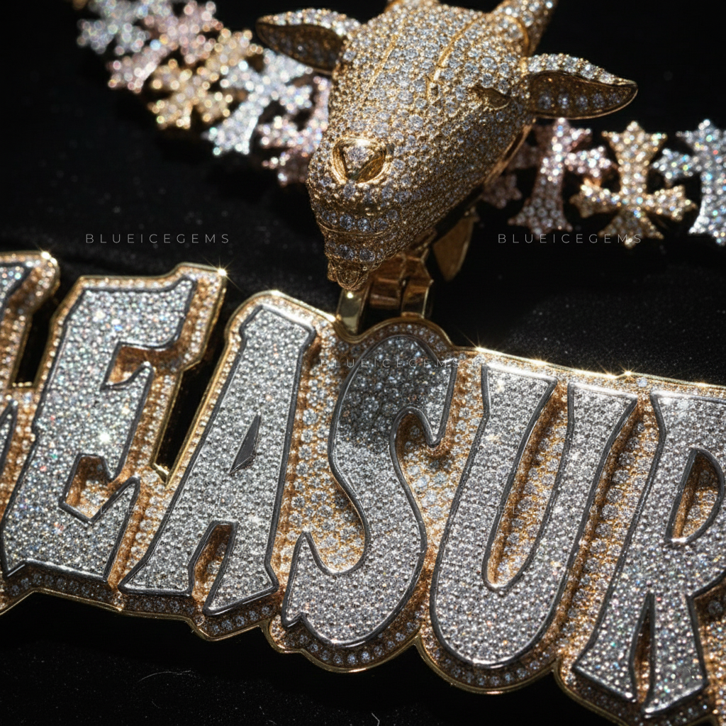 The "PLEASURE" G.O.A.T. Edition: 3D Sculptural Animal & Bold Slab-Script Pendant