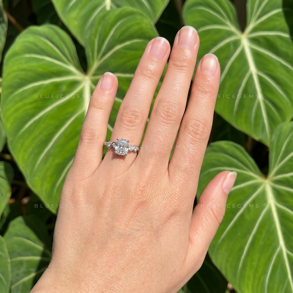 Exquisite Harmony Cushion Cut Five Stone Engagement Ring