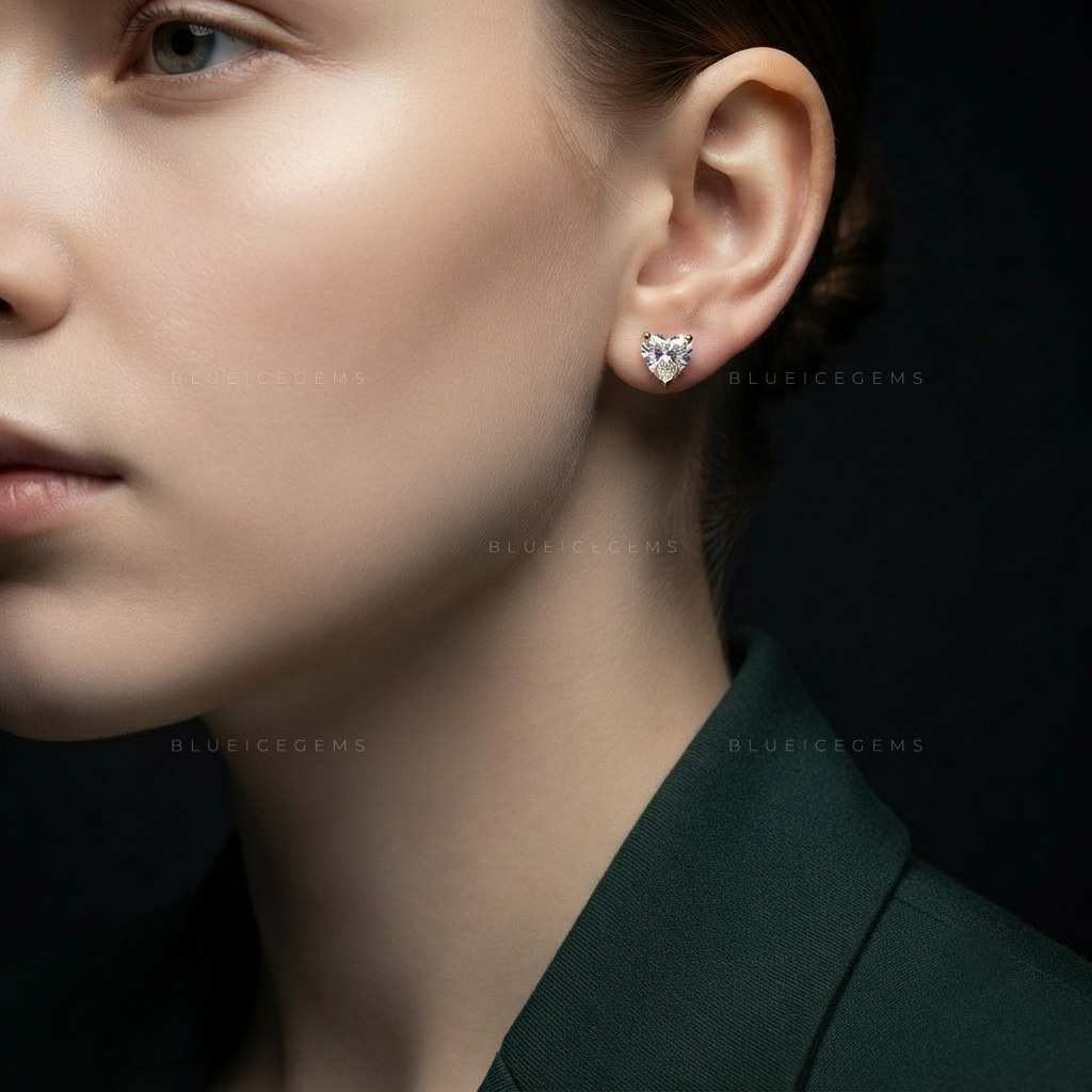 Luminous Heart 3-Prong Lab-Grown Diamond Stud Earrings