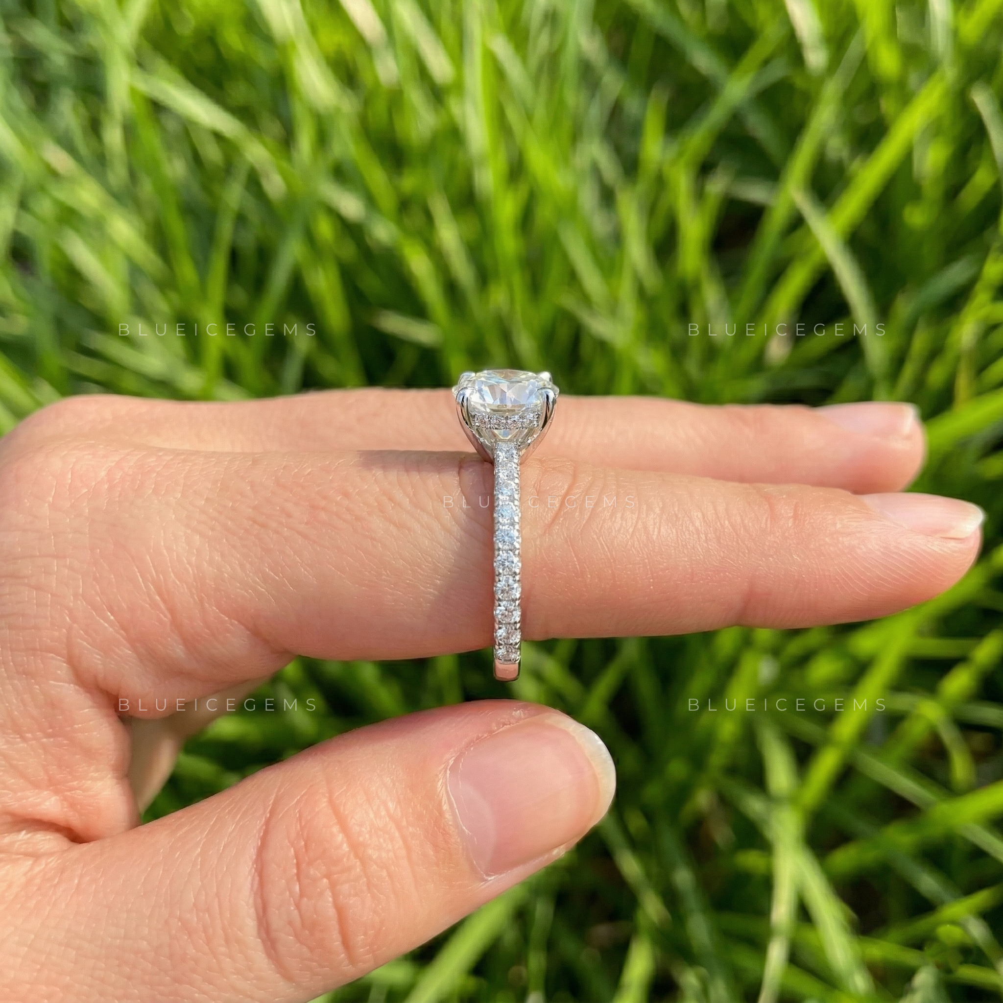 Timeless Radiance Round Cut Pavé Engagement Ring