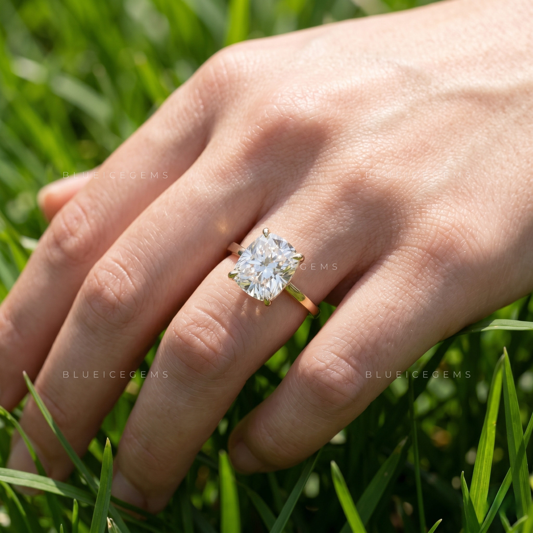 Timeless Grace Elongated Cushion Cut Solitaire Engagement Ring