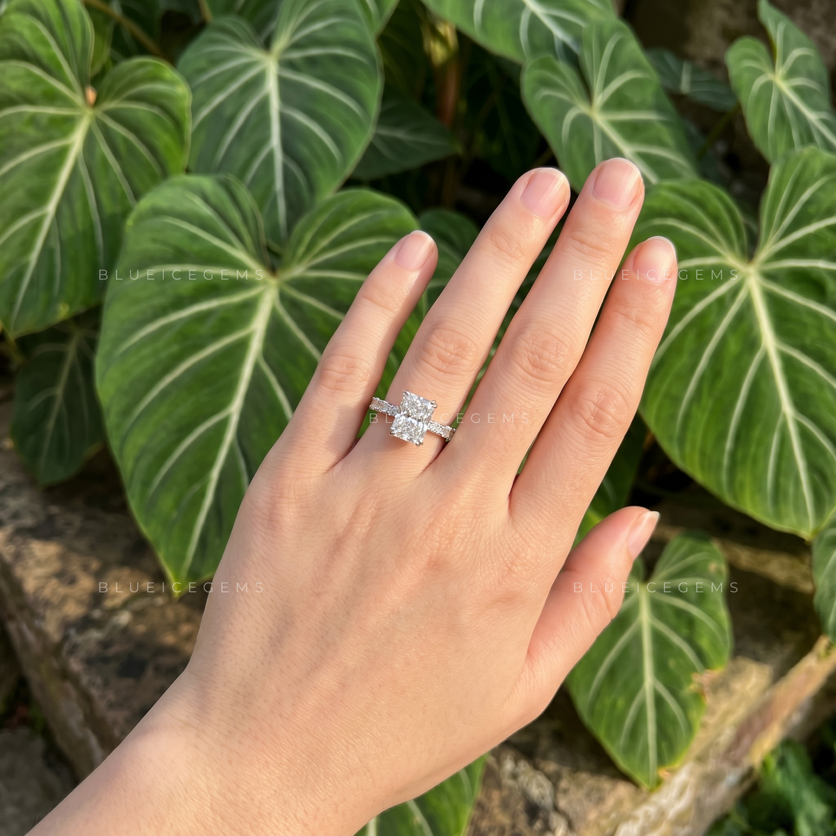 Luminous Glamour Radiant Cut Hidden Halo Engagement Ring