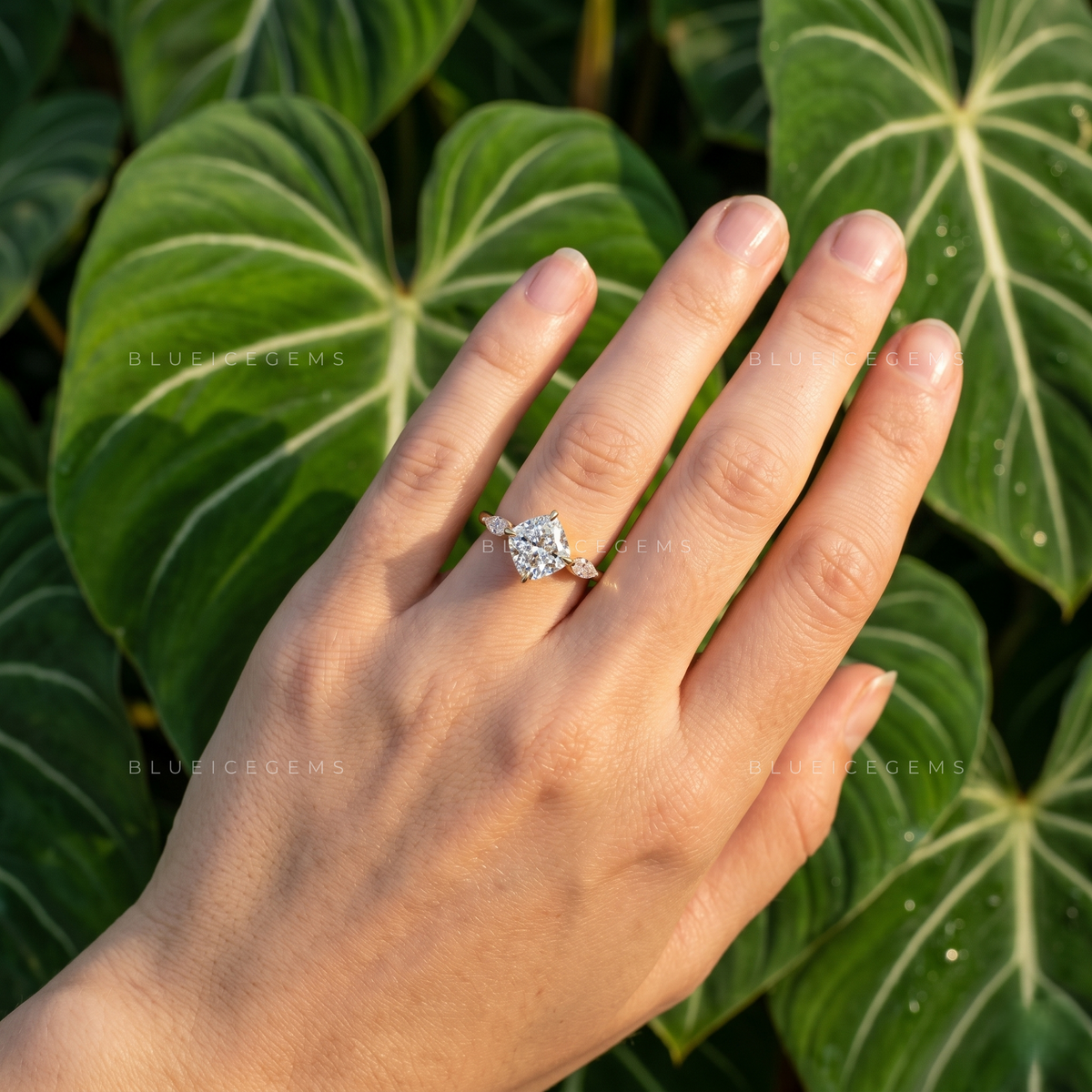 Timeless Harmony Cushion Cut Three-Stone Trilogy Engagement Ring