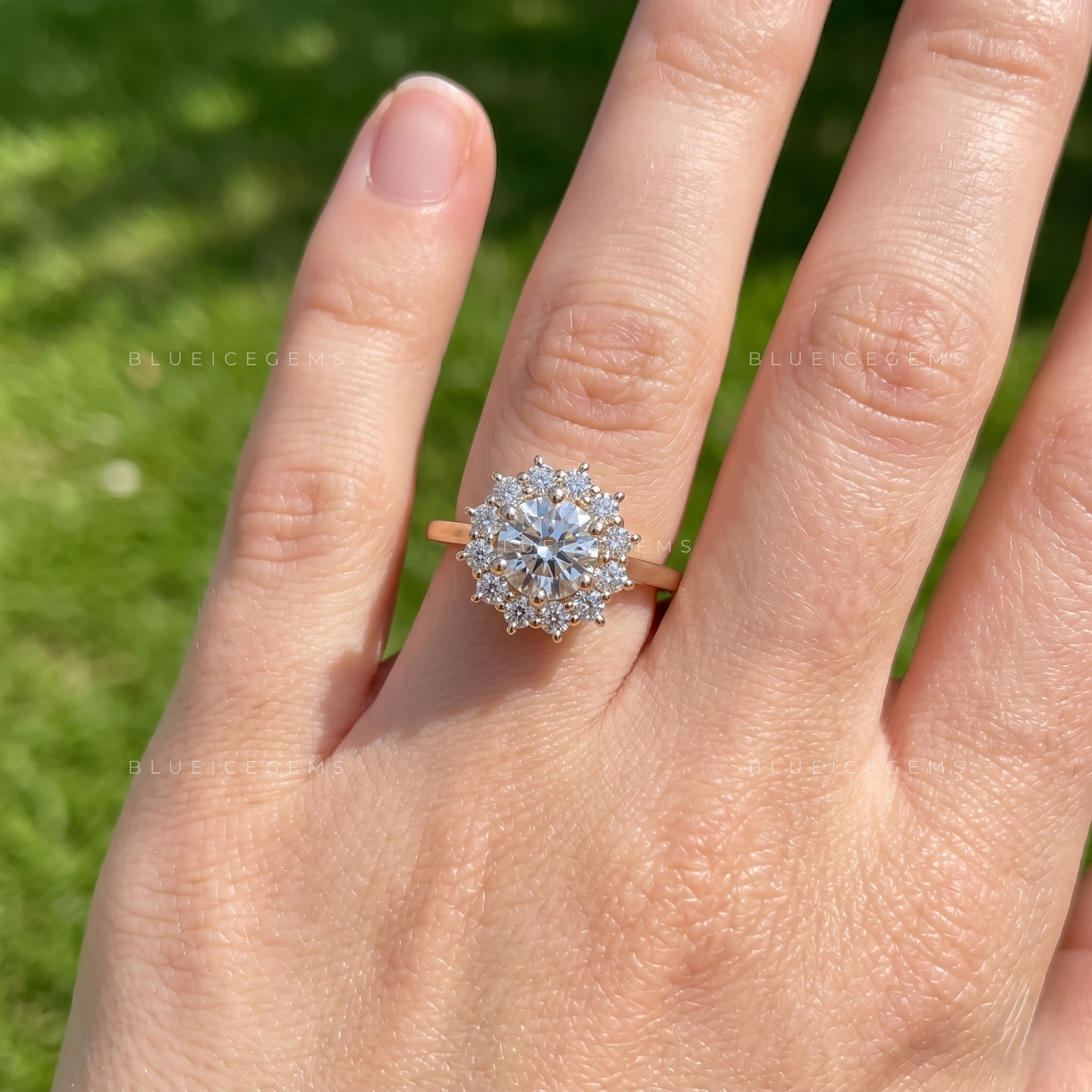 Vintage Radiance Round Brilliant Cut Halo Engagement Ring