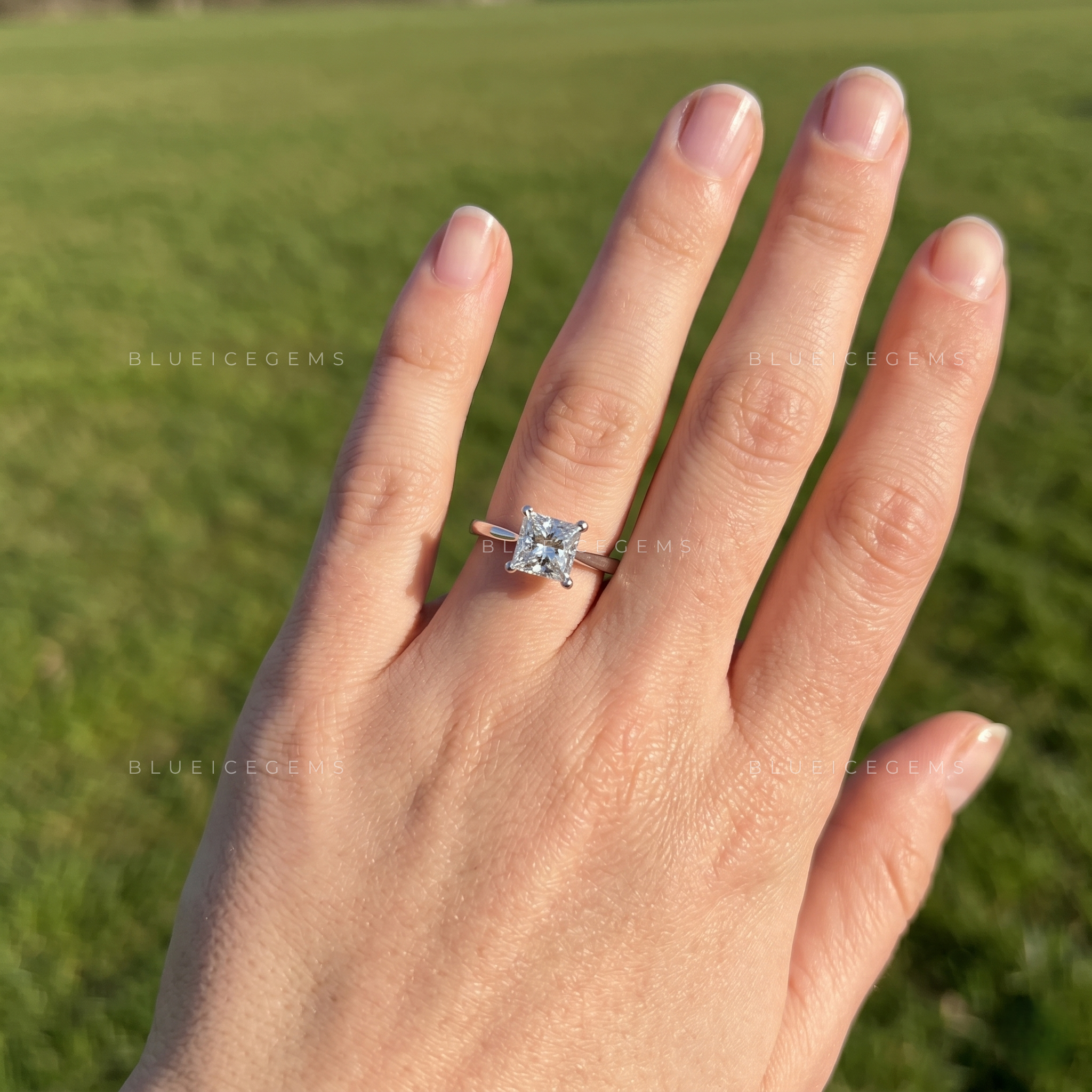 Sophisticated Princess Cut Solitaire Statement Engagement Ring