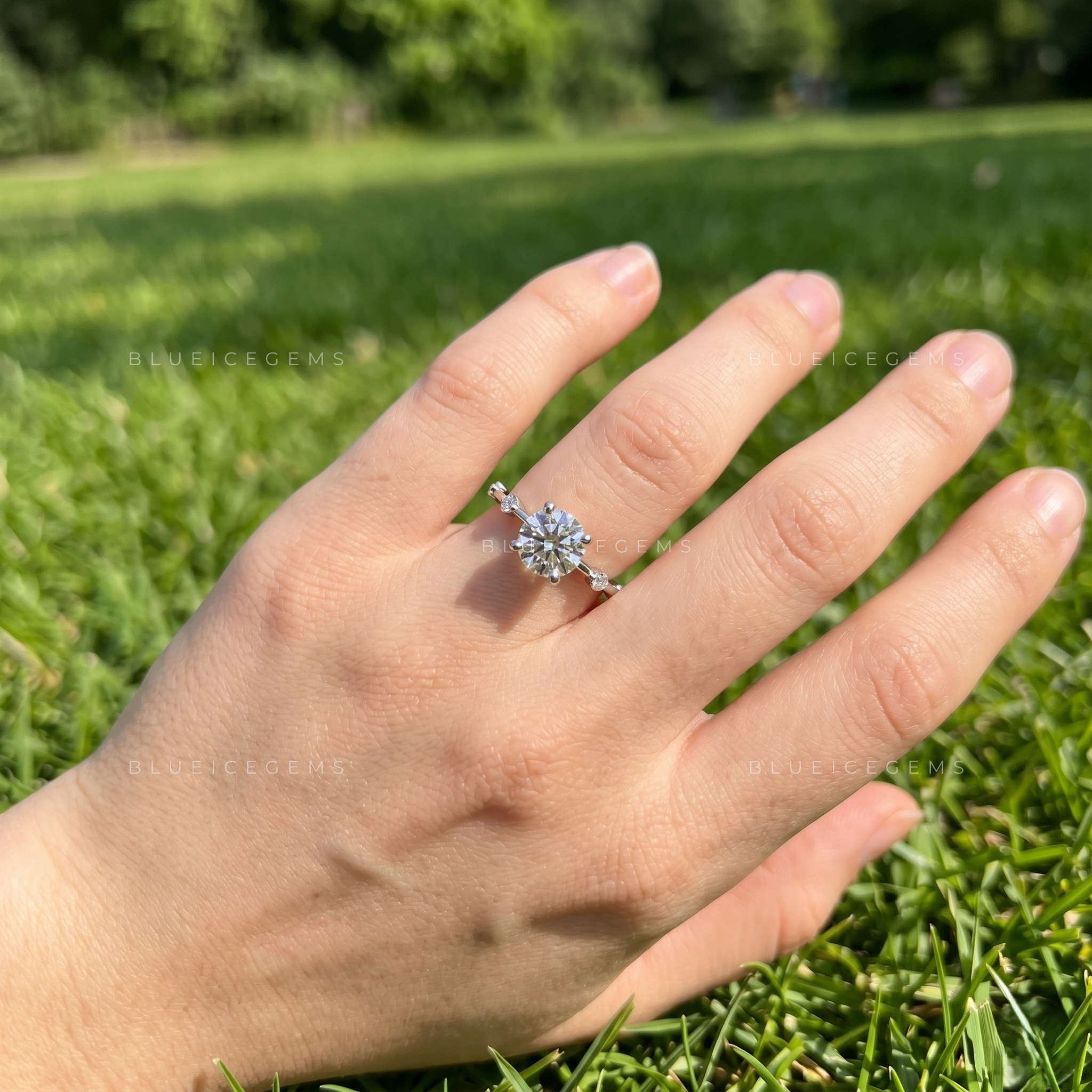 Enchanted Round Brilliant Cut Pave Accented Engagement Ring