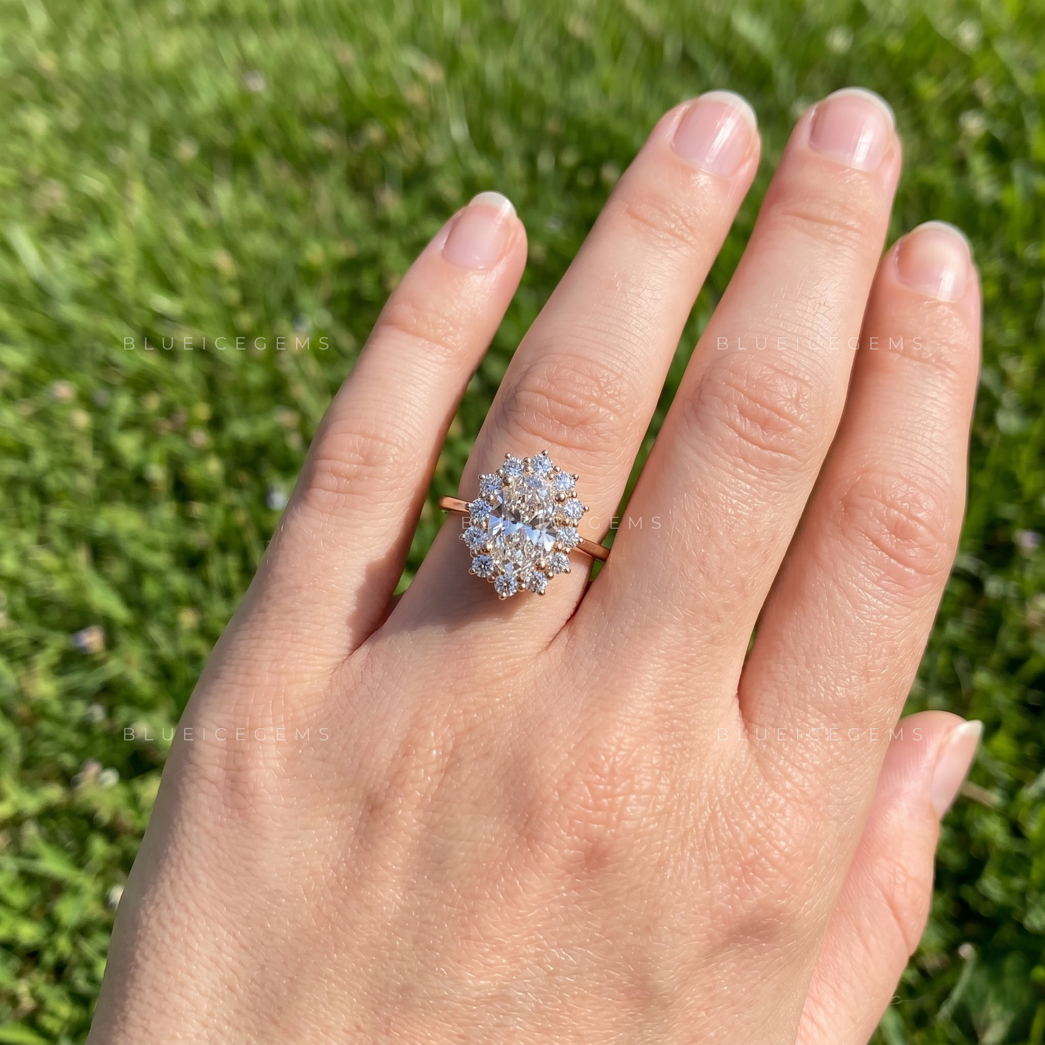Lunara Oval Cut Brilliant Pavé Accent Solitaire Engagement Ring