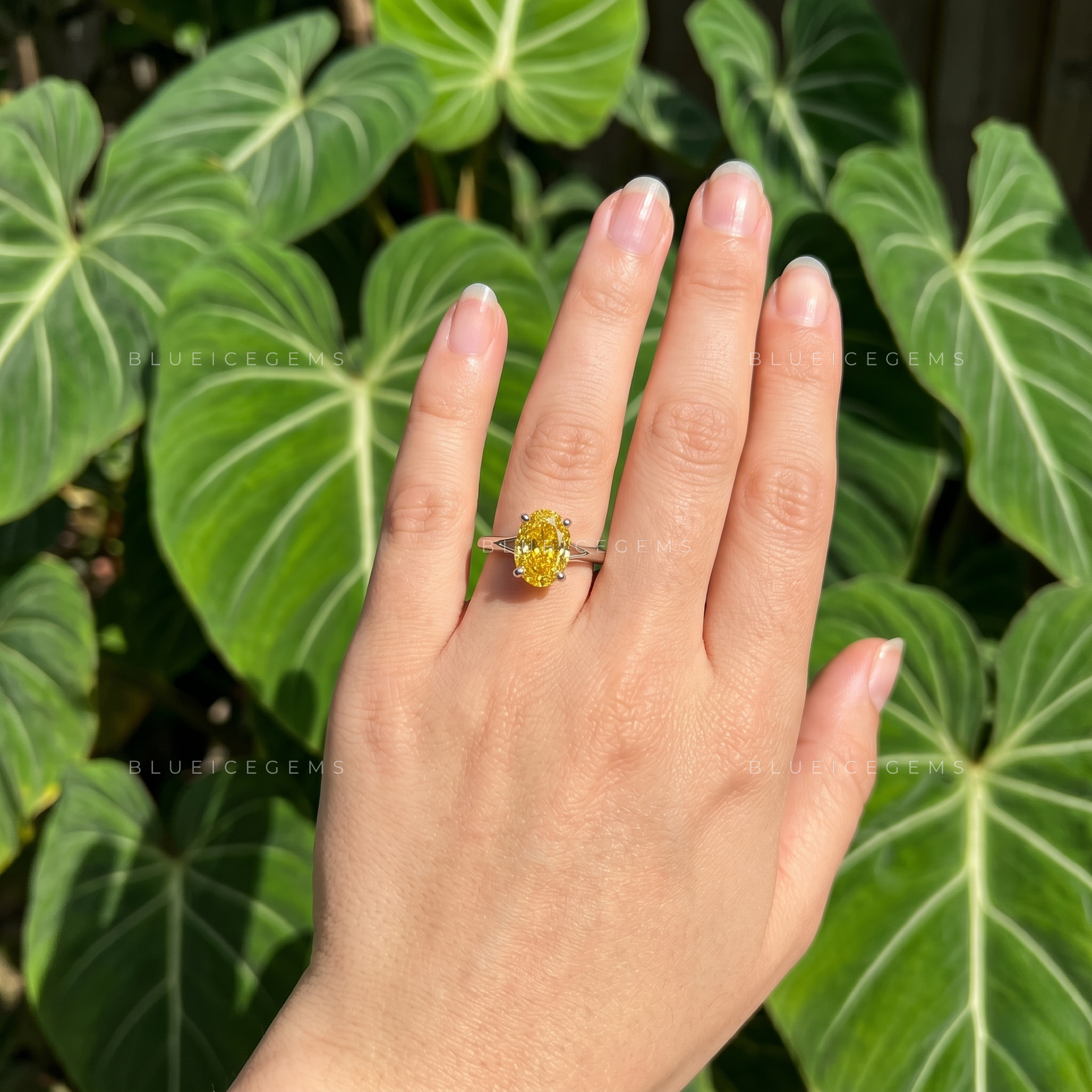 Vibrant Charm Fancy Yellow Oval Cut Solitaire Engagement Ring