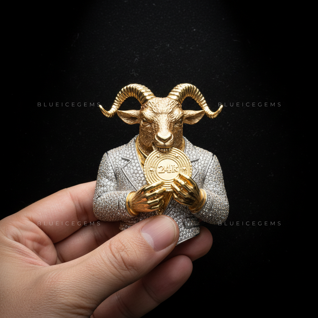 The "G.O.A.T. 24K" Executive: Sculptural Ram & Iced-Out Tuxedo Sovereign