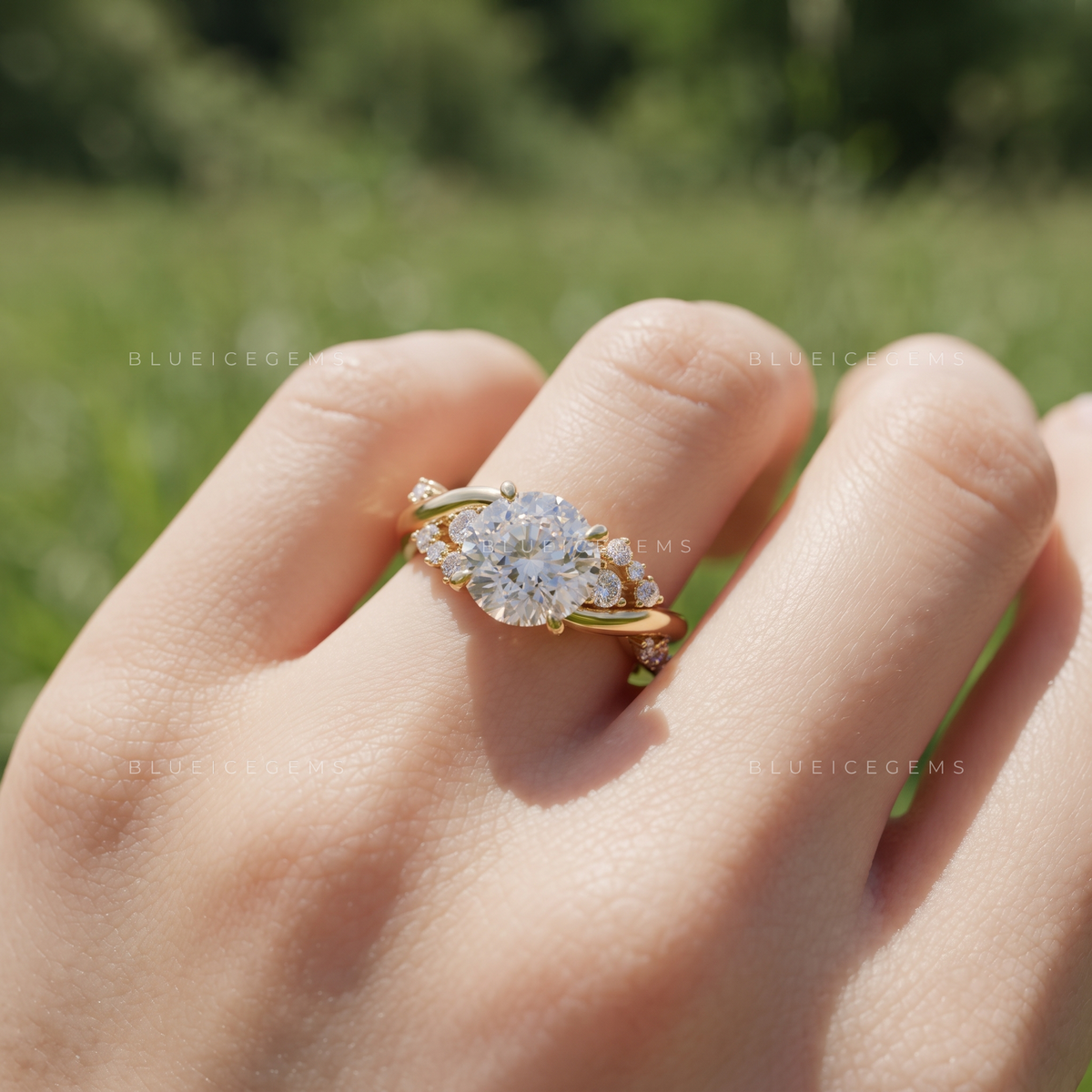 Willow Twist Portuguese Cut Diamond Engagement Ring
