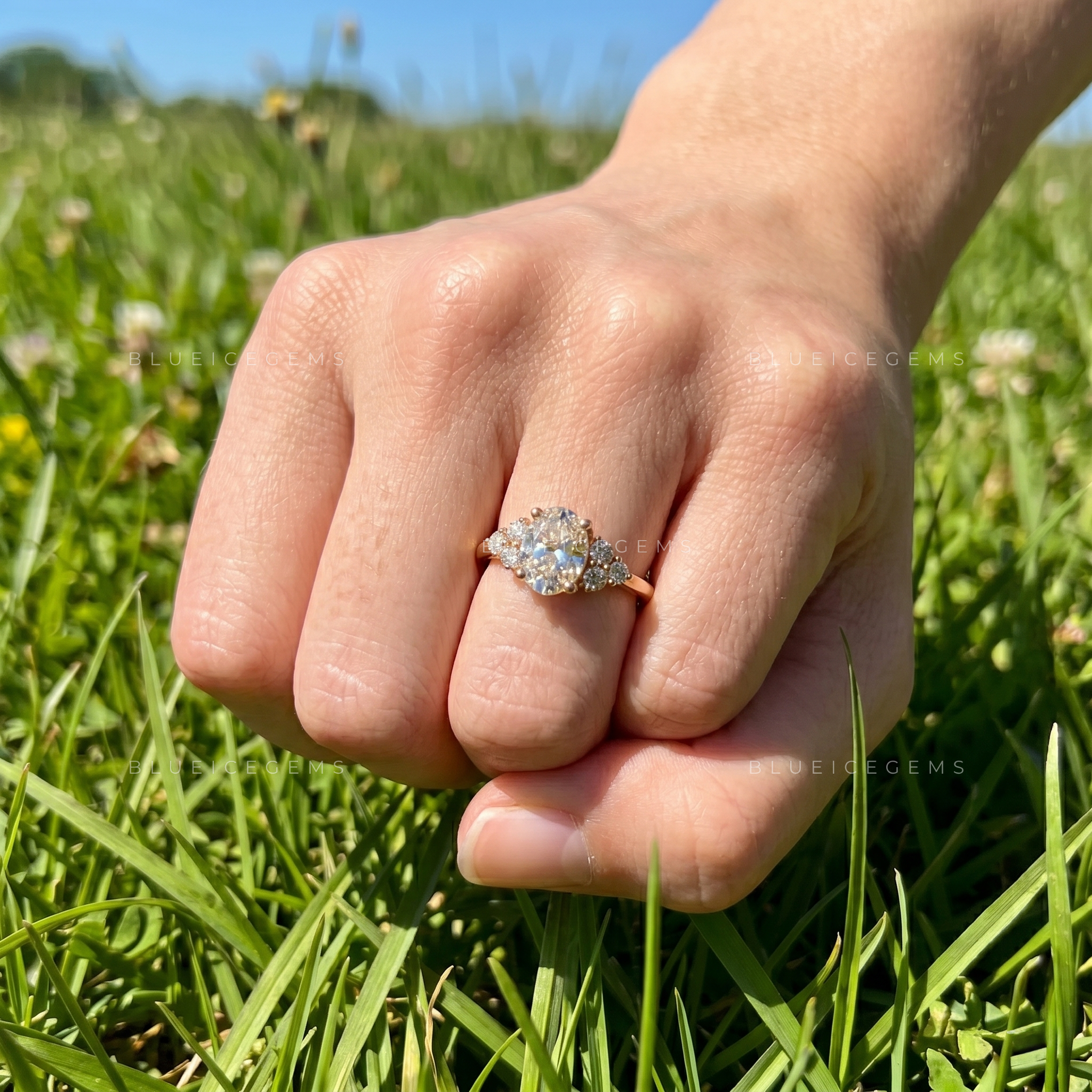 Ethereal Grace Oval Brilliant Cut Hidden Halo Engagement Ring