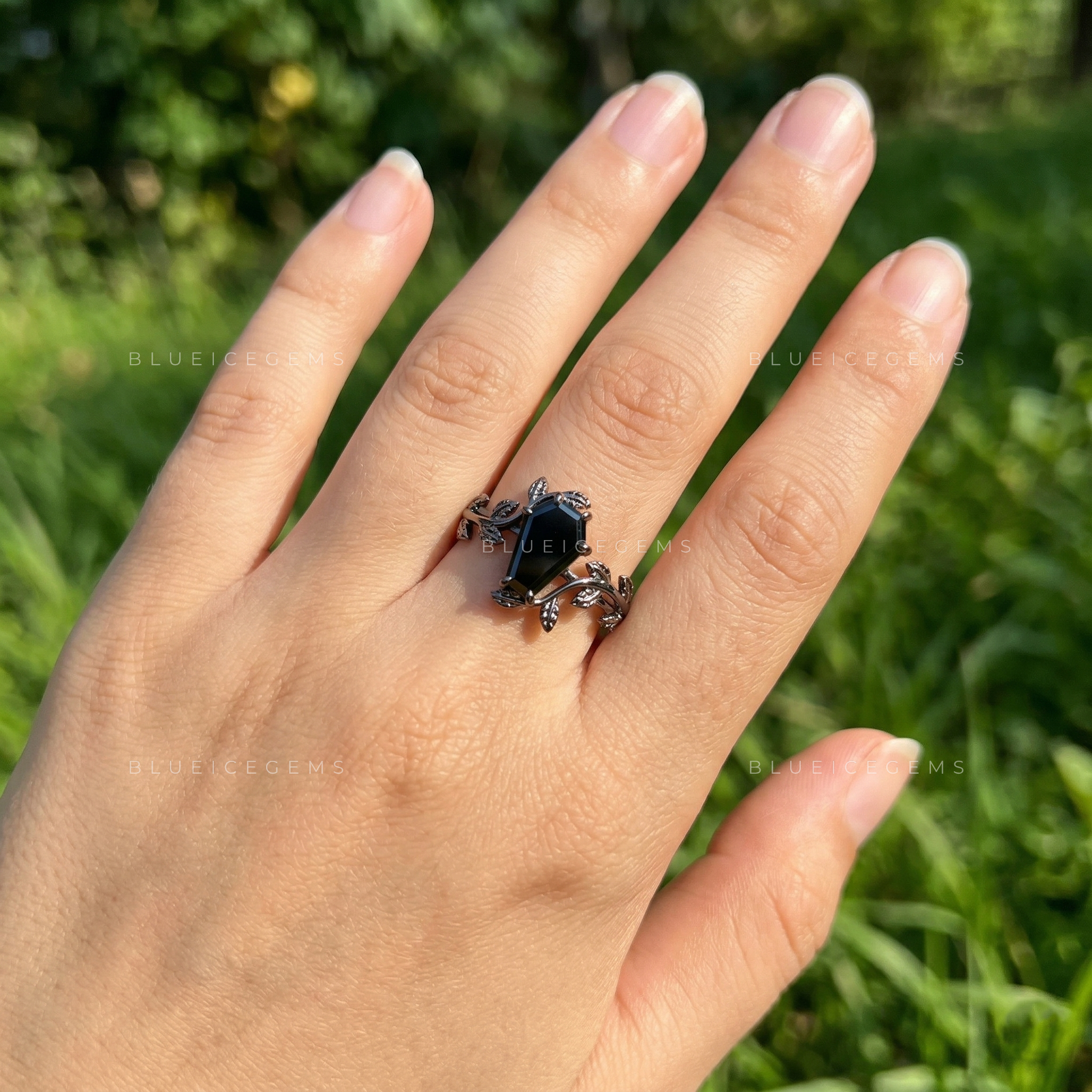 Midnight Noir Coffin Cut Black Diamond Solitaire Ring