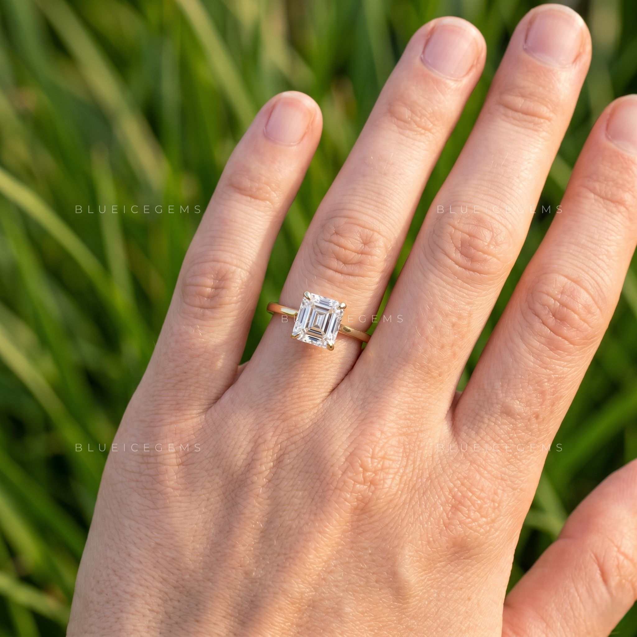 Regal Tulip Emerald Cut Solitaire Engagement Ring