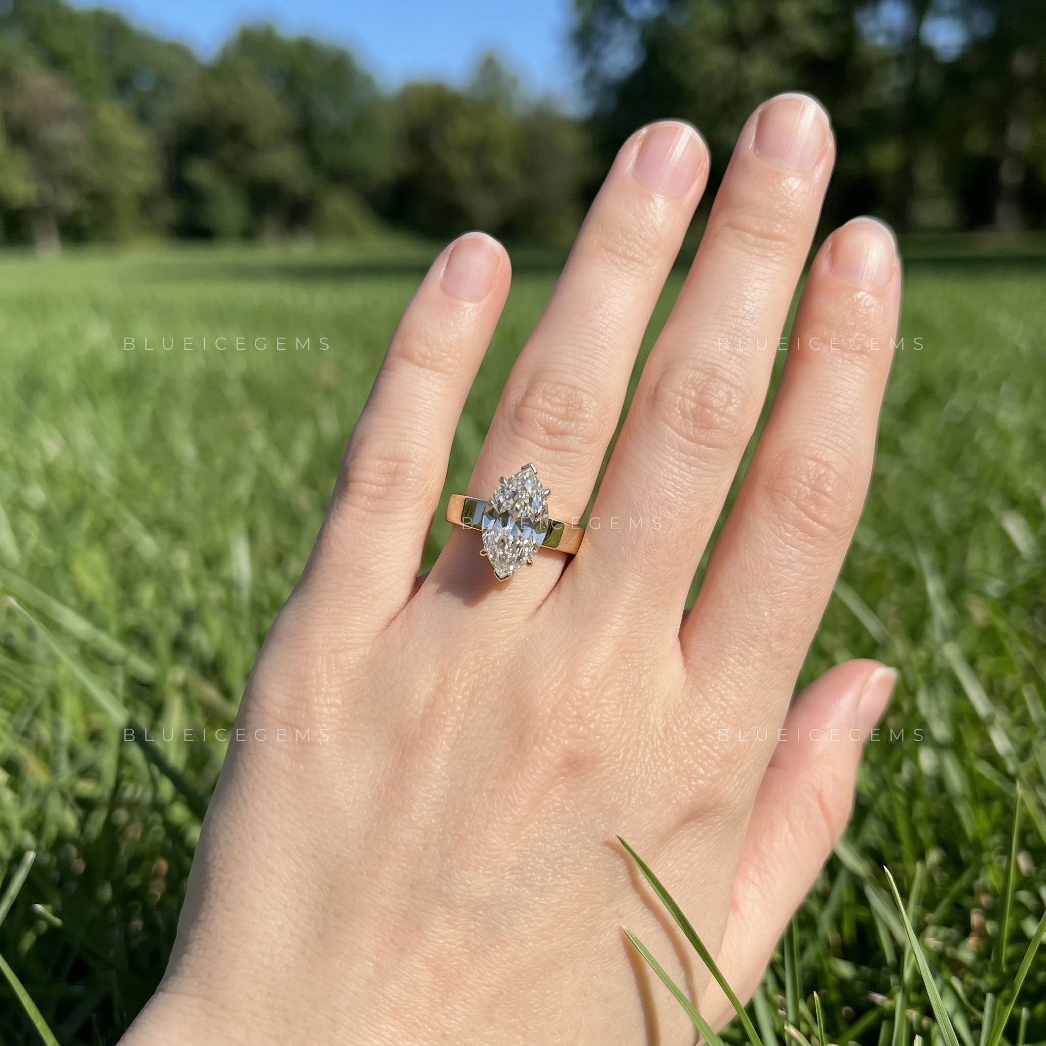 Vintage Heirloom Marquise Old Mine Cut Solitaire Ring