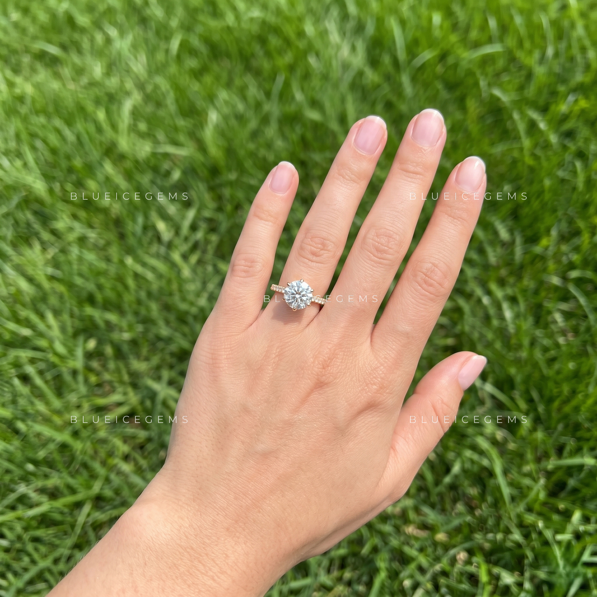Imperial Radiance Round Cut Cathedral Pavé Engagement Ring