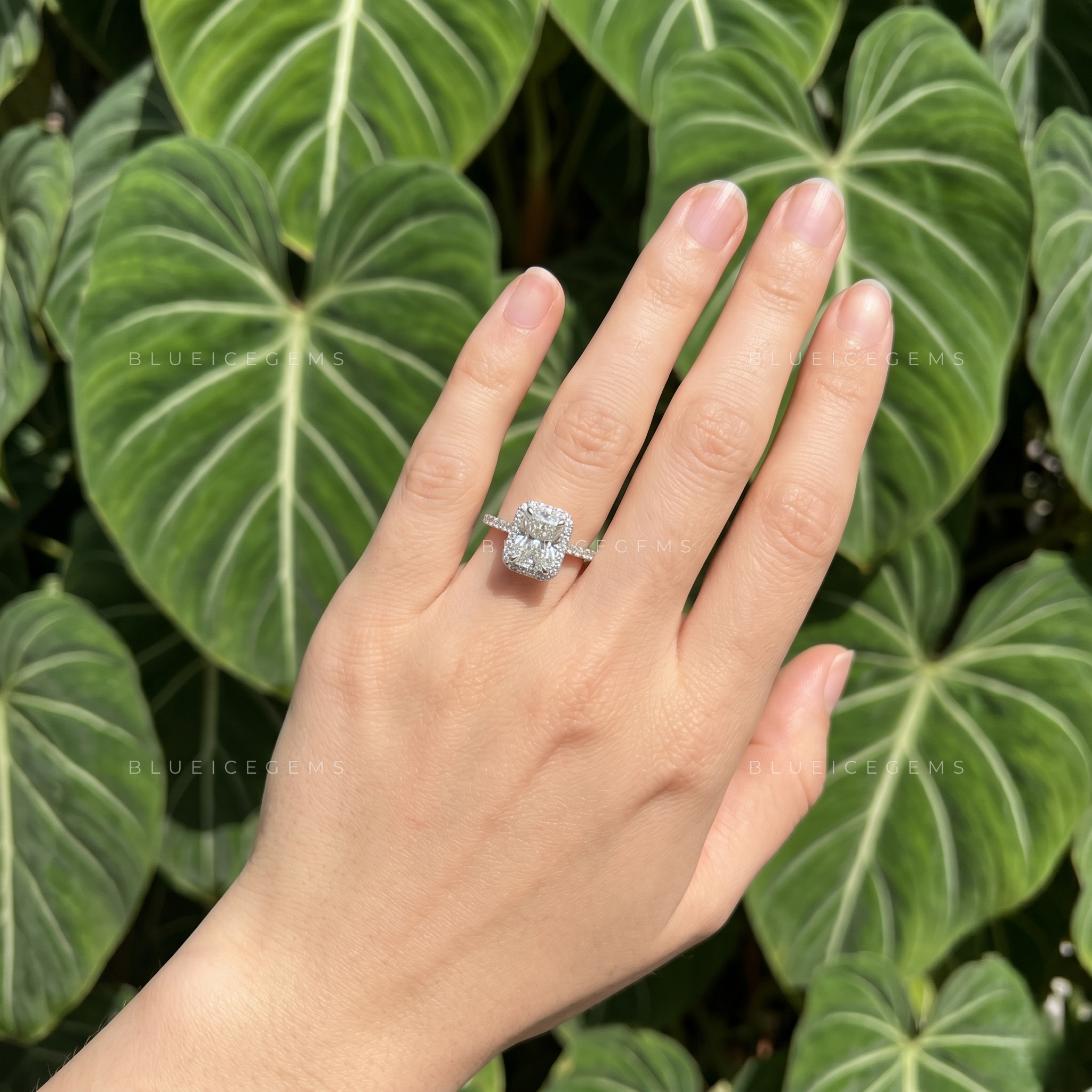 Dazzling Majesty Radiant Cut Halo Engagement Ring