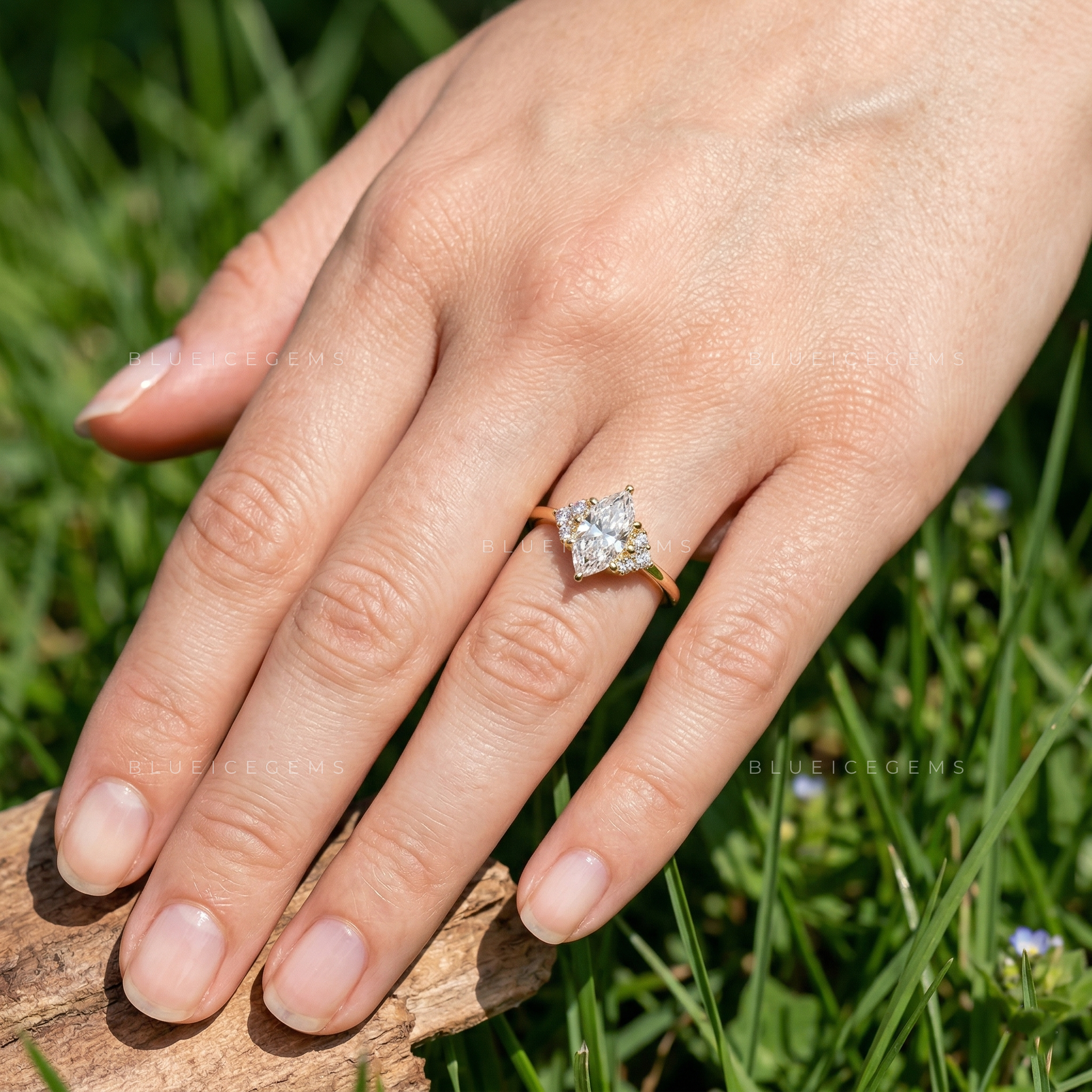 Antique Splendor Dutch Marquise Cut Accent Engagement Ring