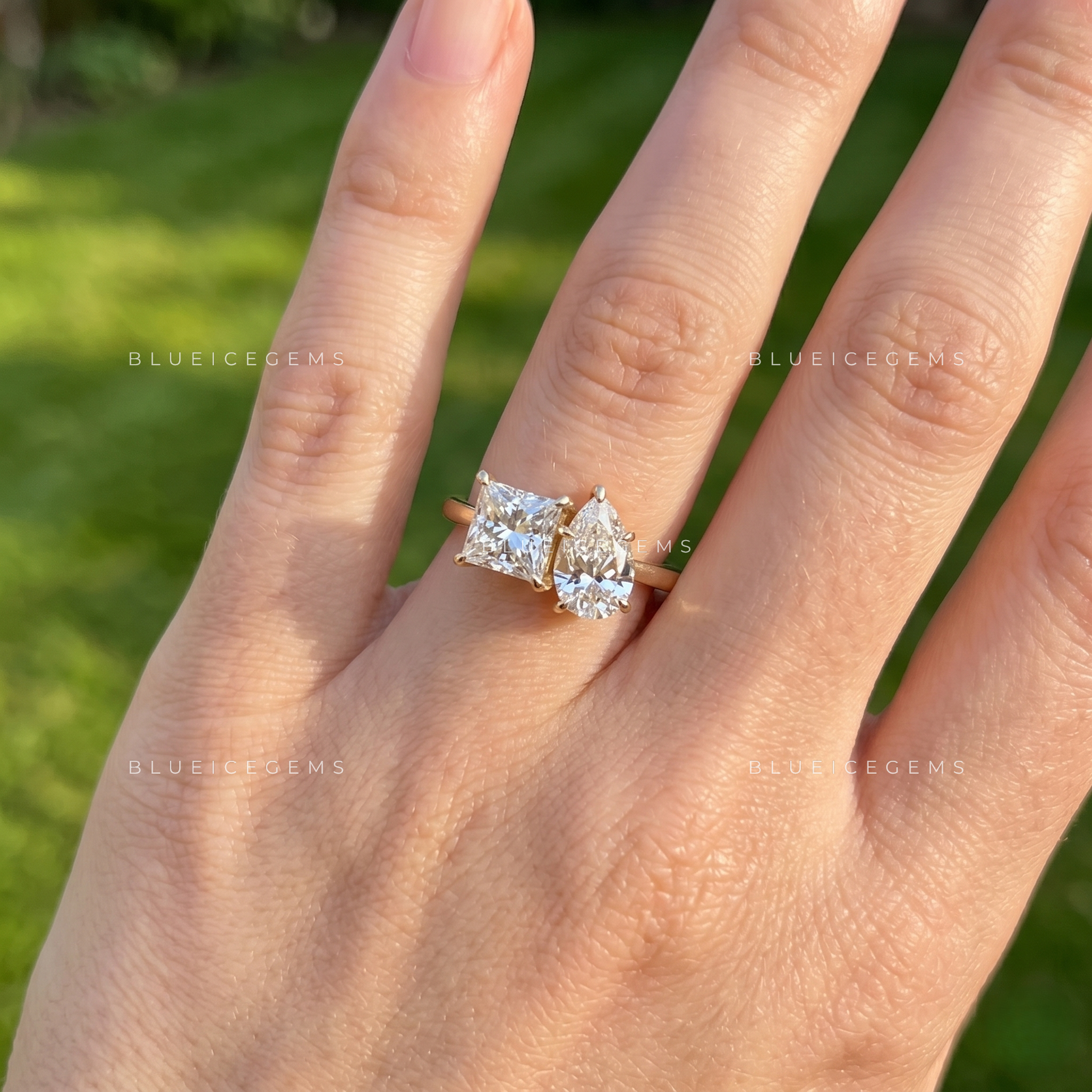 Regal Splendor Princess and Pear Engagement Ring