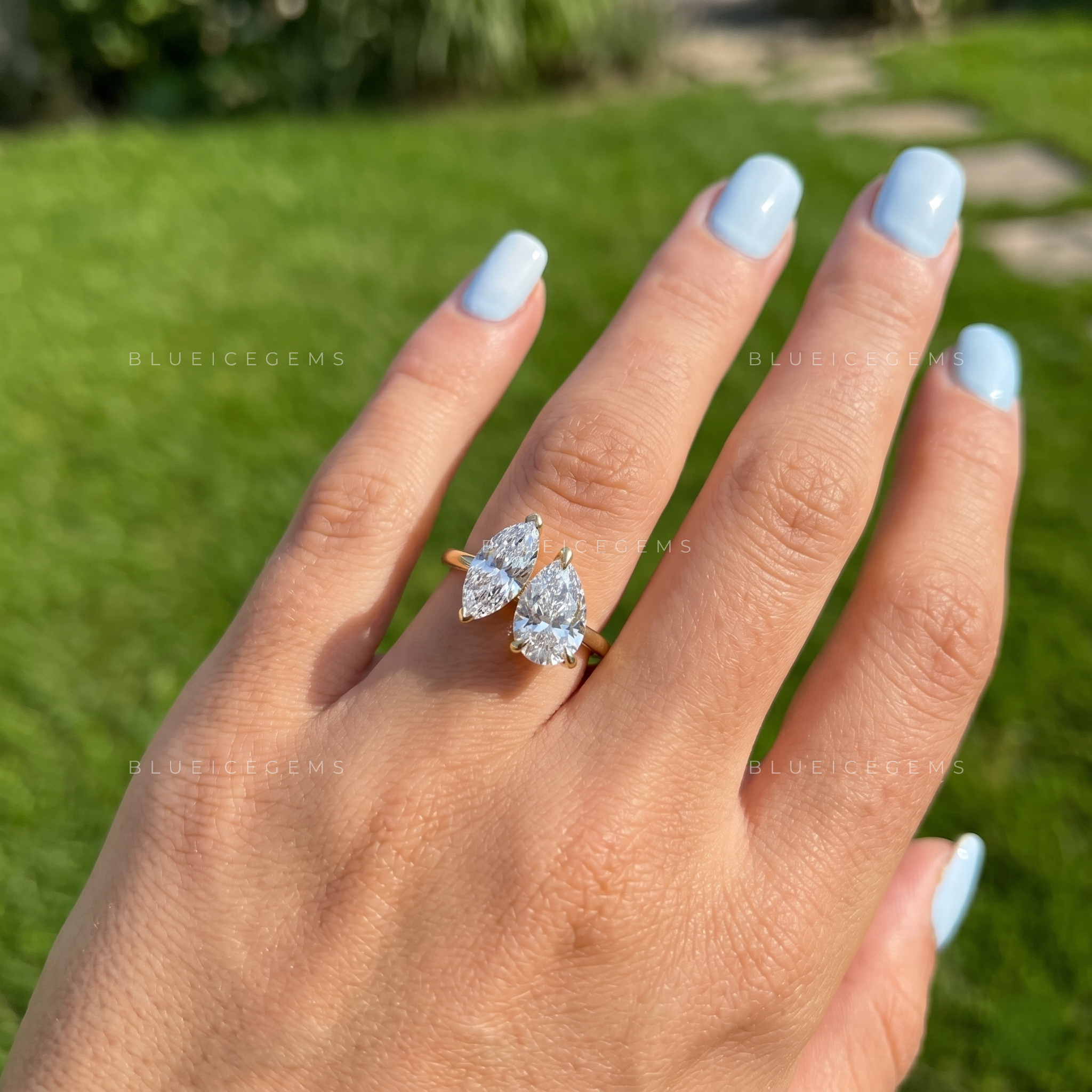 Enchanting Dual Pear and Marquise Cut Toi Et Moi Statement Ring