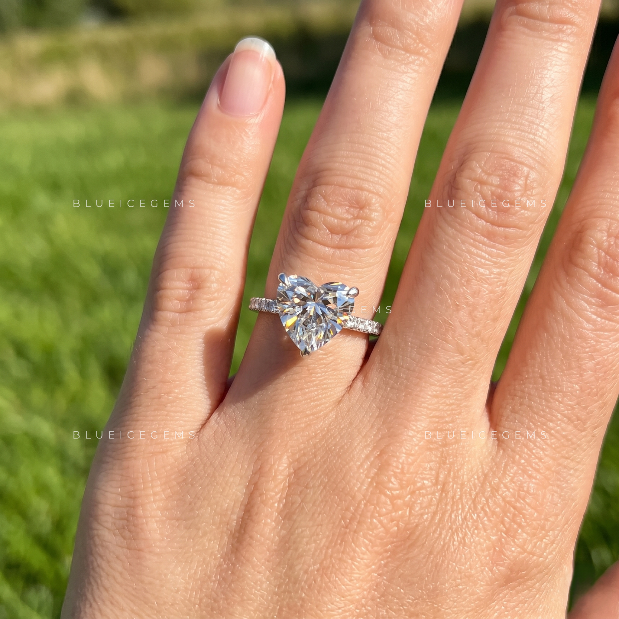 Celestial Heart Brilliant Cut Pavé Diamond Engagement Ring