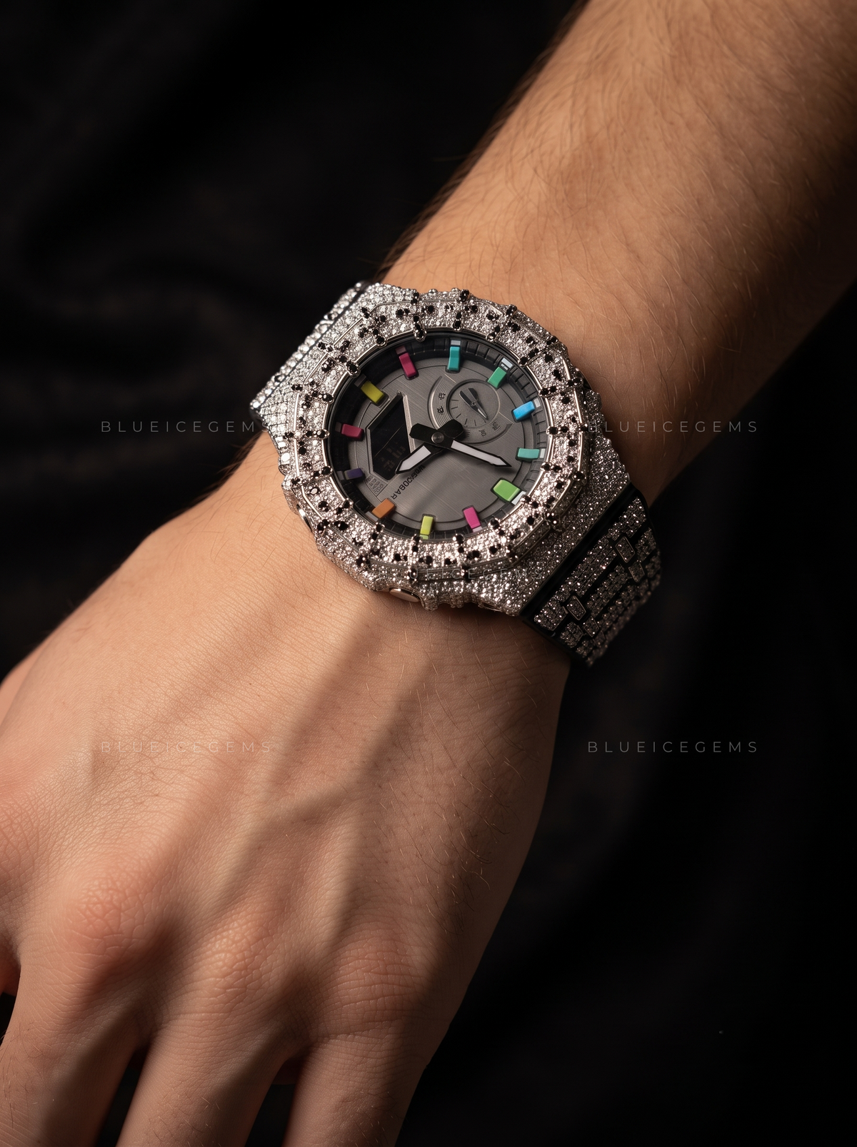 Crossfire Iced Halo Watch – 10.562 CT Moissanite