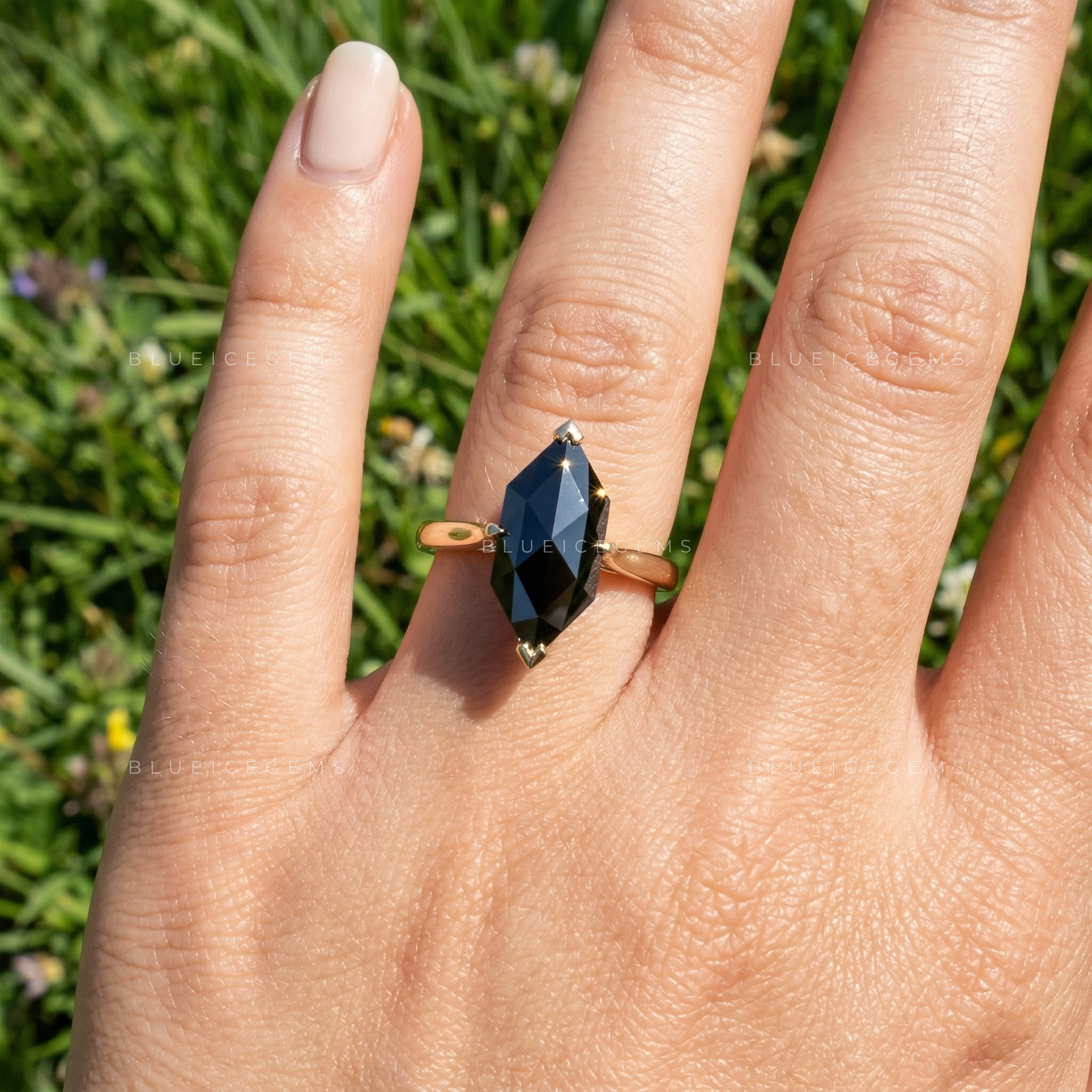 Vintage Noir Dutch Marquise Rose Cut Solitaire Ring