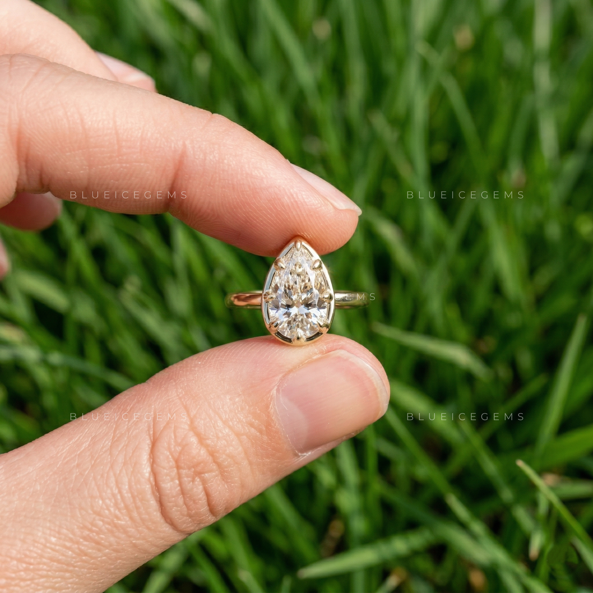Celestial Grace Pear Cut Solitaire Ring