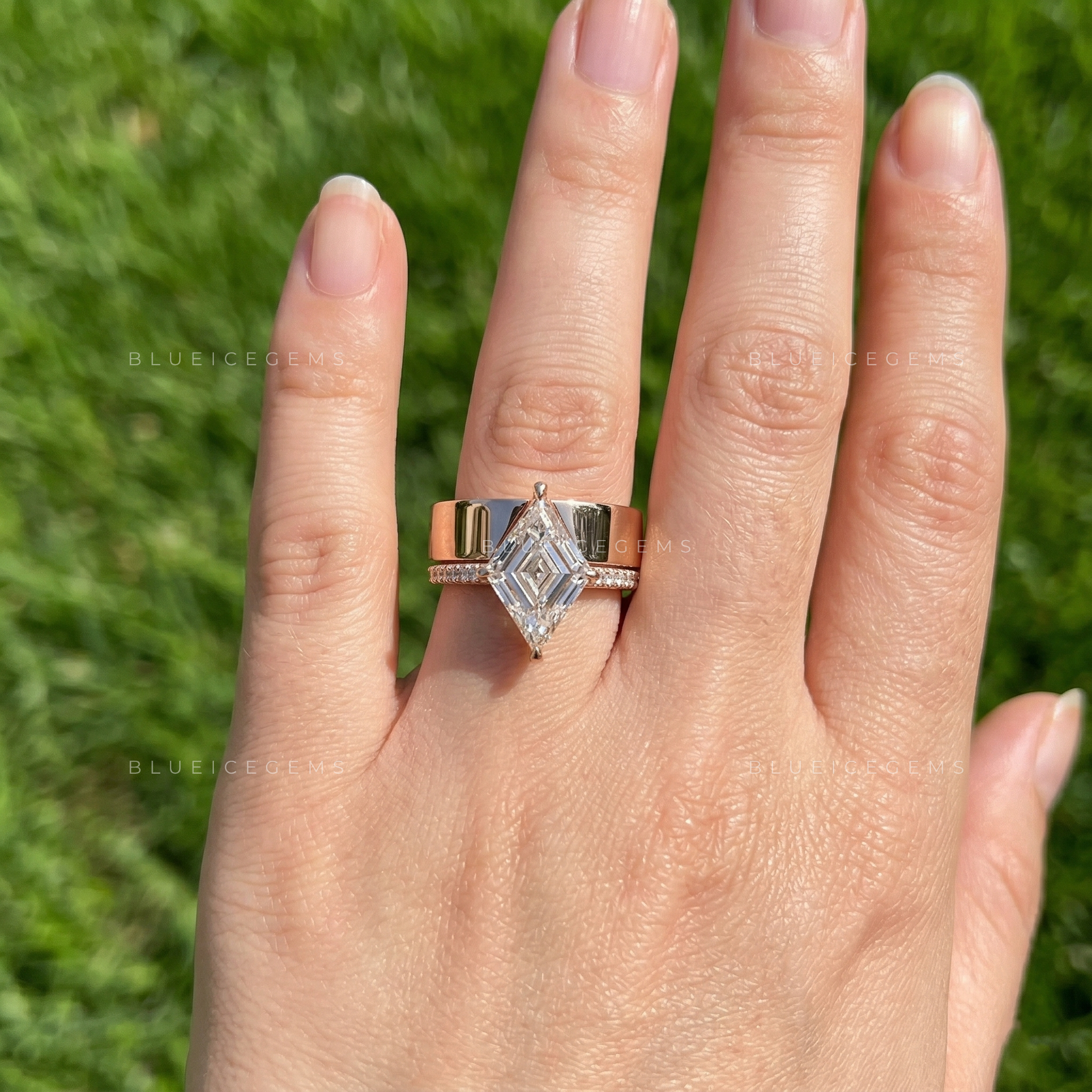 Geometric Allure Lozenge Cut Hidden Accent Engagement Ring