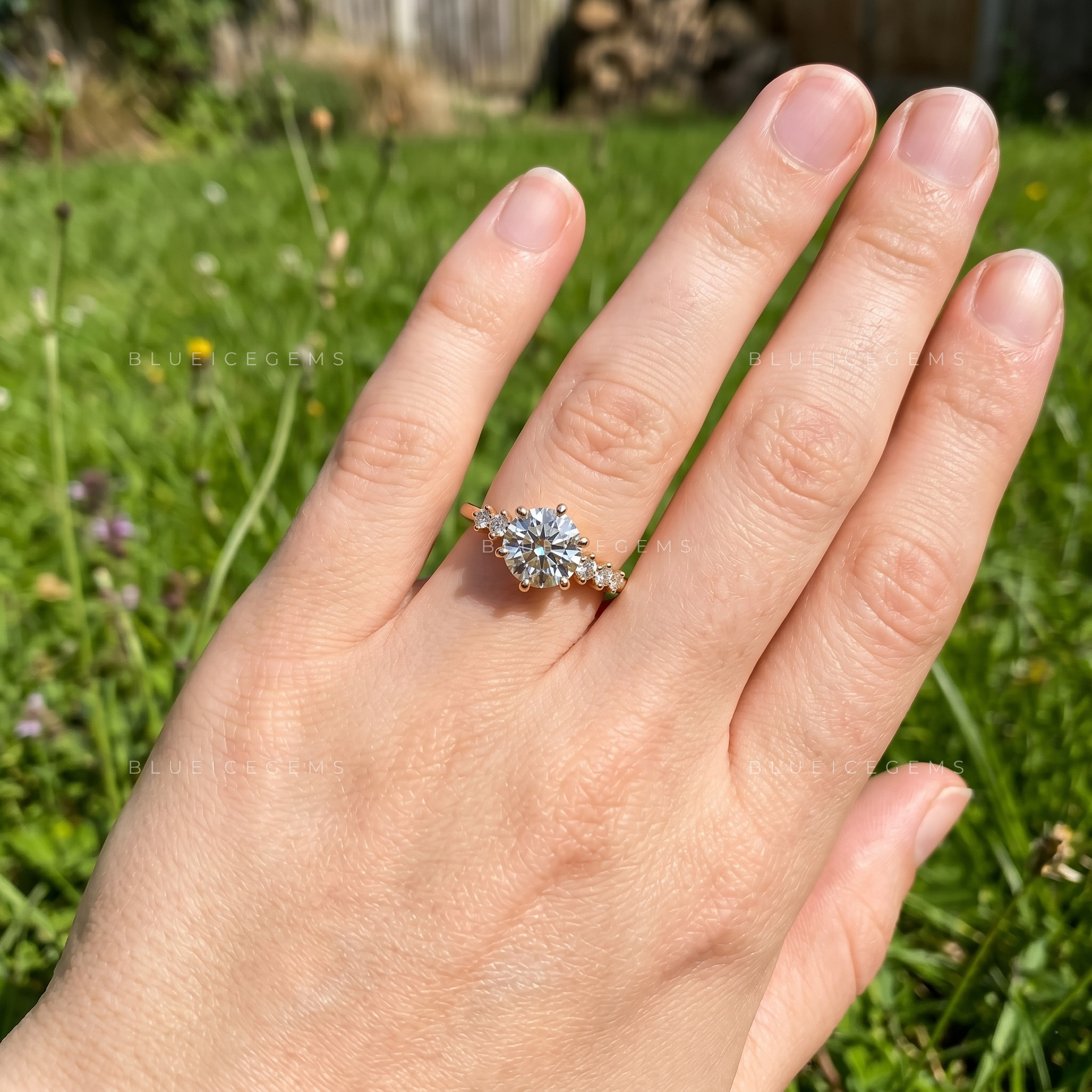 Enduring Spark Round Brilliant Cut Accent Engagement Ring