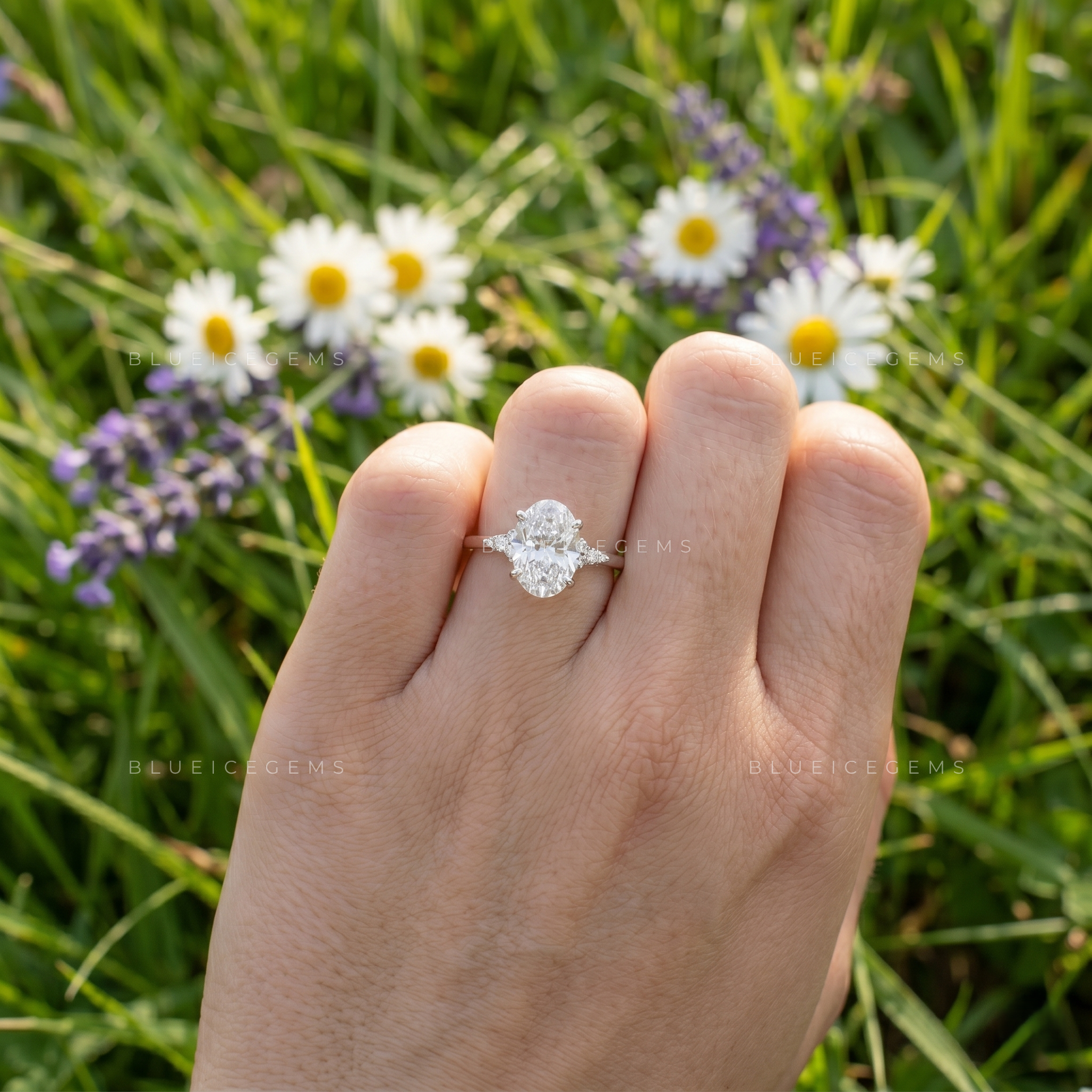 Infinite Allure Oval Cut Marquise Floral Accent Engagement Ring
