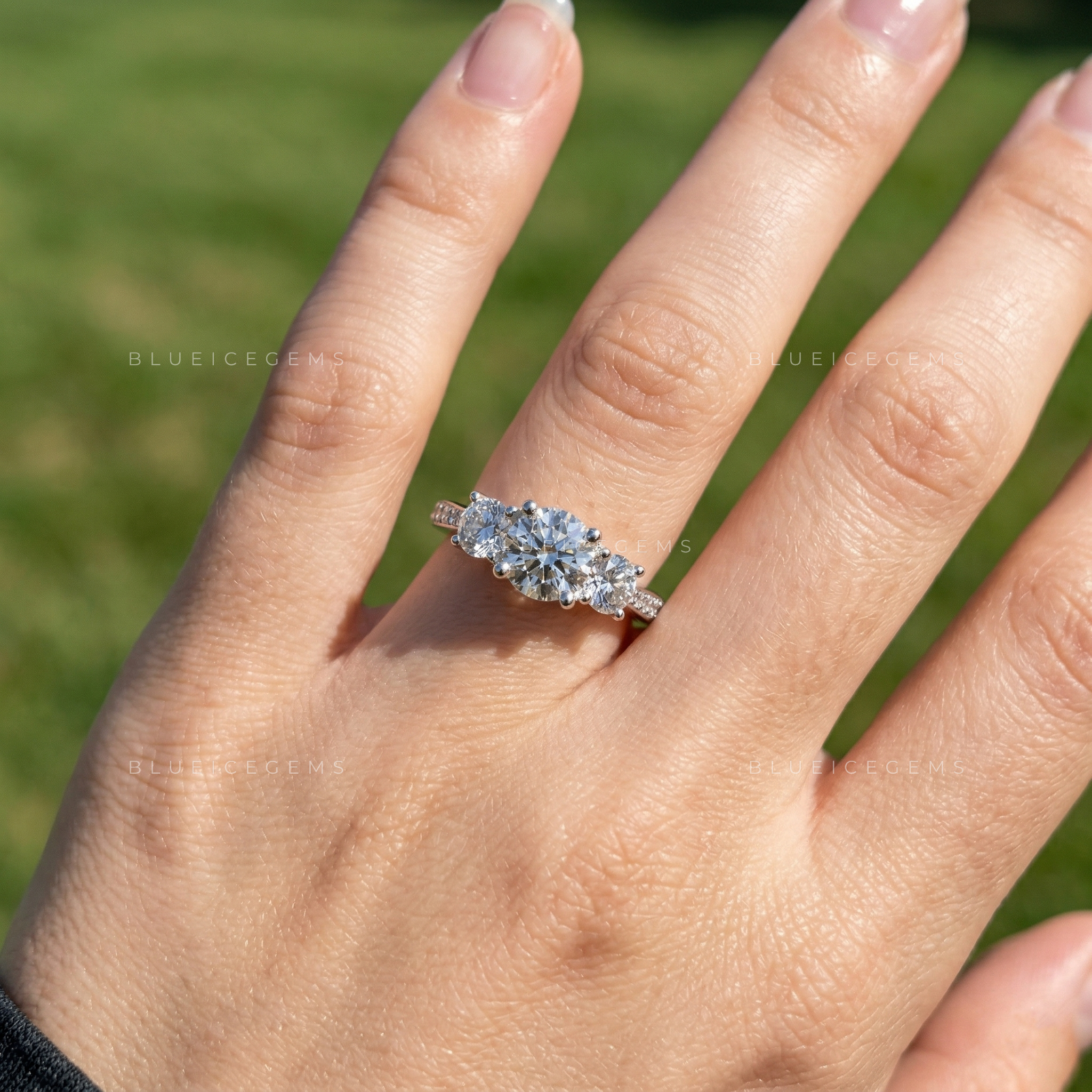 Celestial Fire Round Brilliant Cut Cluster Engagement Ring