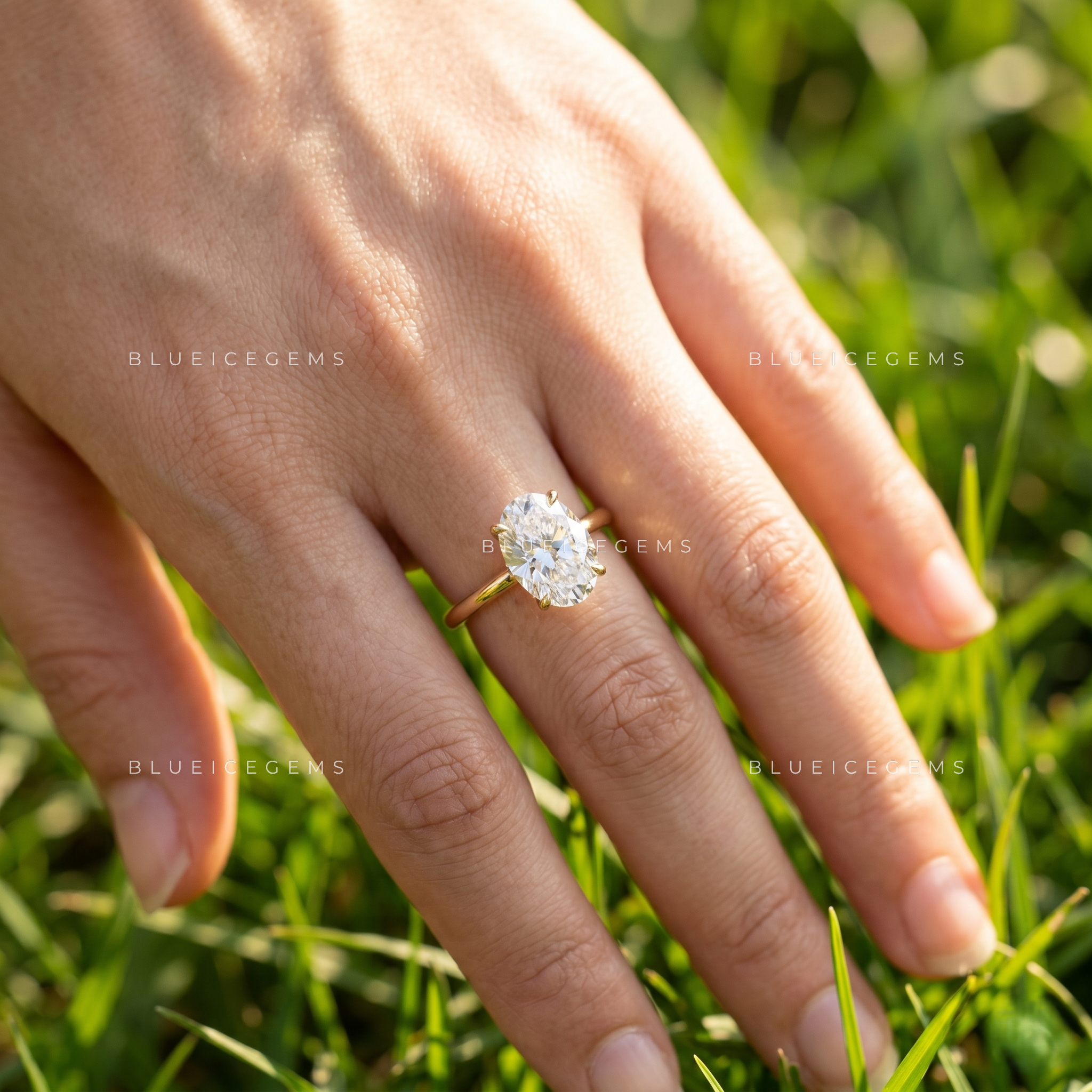 Floravelle Oval Cut Floral Solitaire Engagement Ring