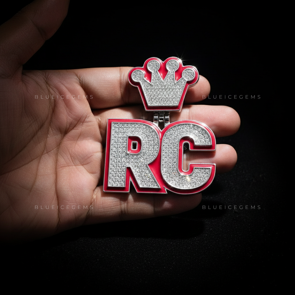 The "RC" Royal Crimson: Vibrant Red Enamel & Crown-Topped Initial Pendant