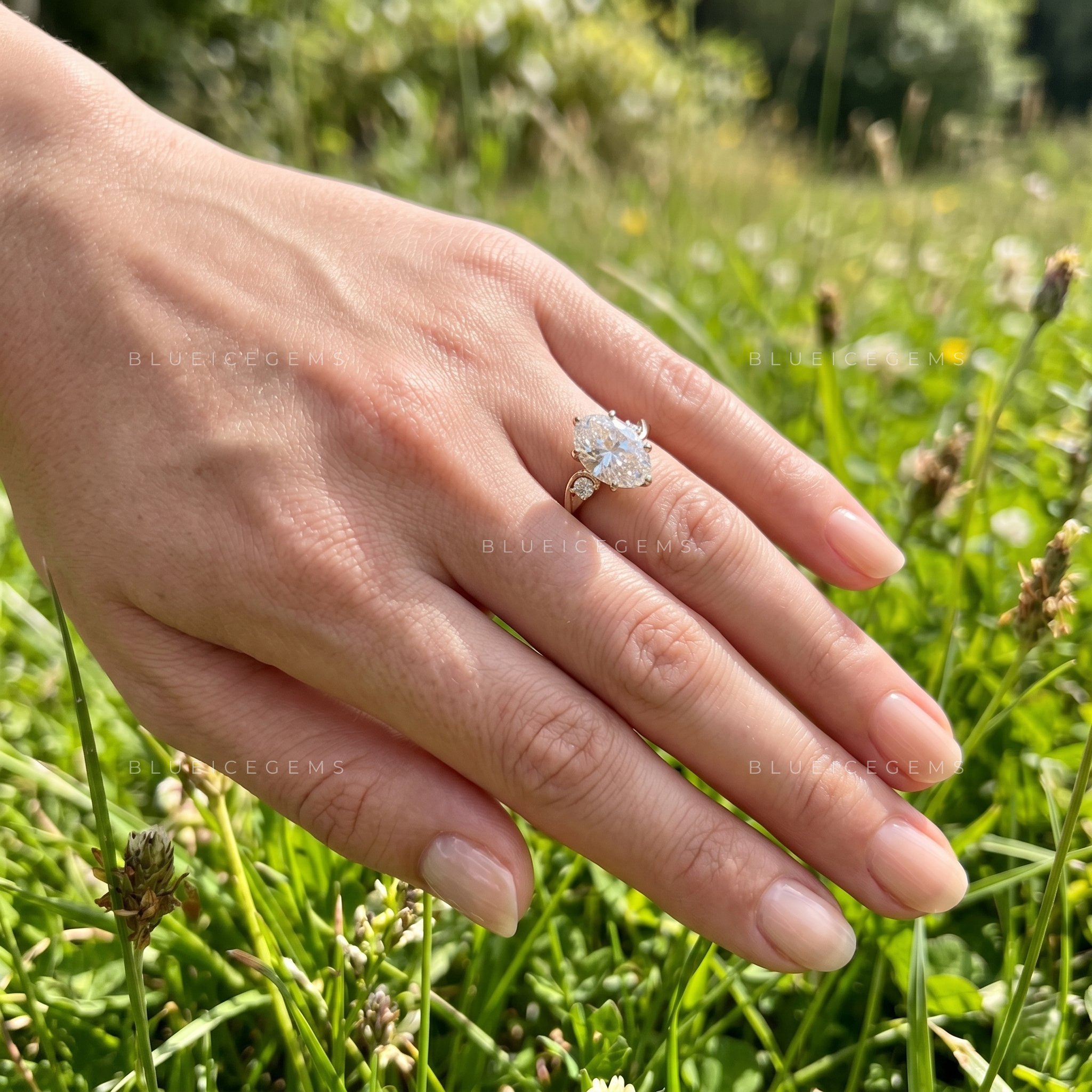 Ethereal Majesty Oval Brilliant Cut Pave Accent Engagement Ring