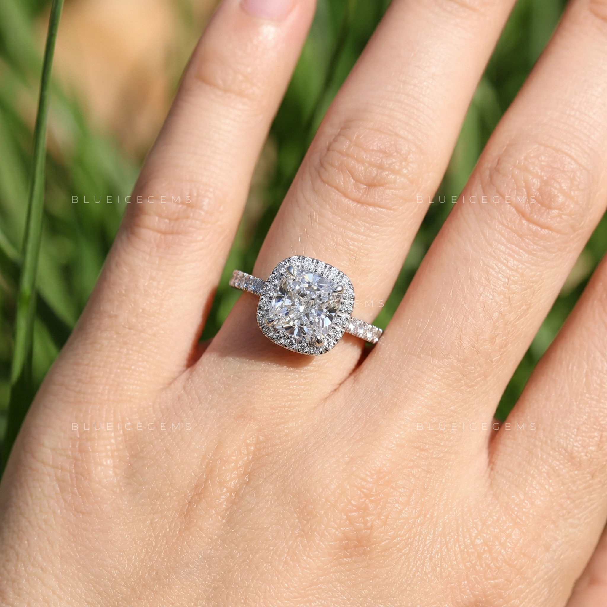 Classic Sophistication Cushion Cut Pavé Engagement Ring