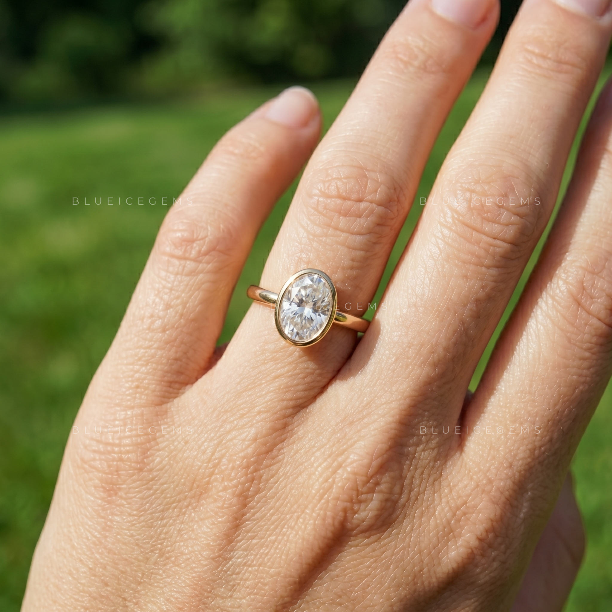 Virelle Oval Cut Minimalist Bezel Solitaire Engagement Ring