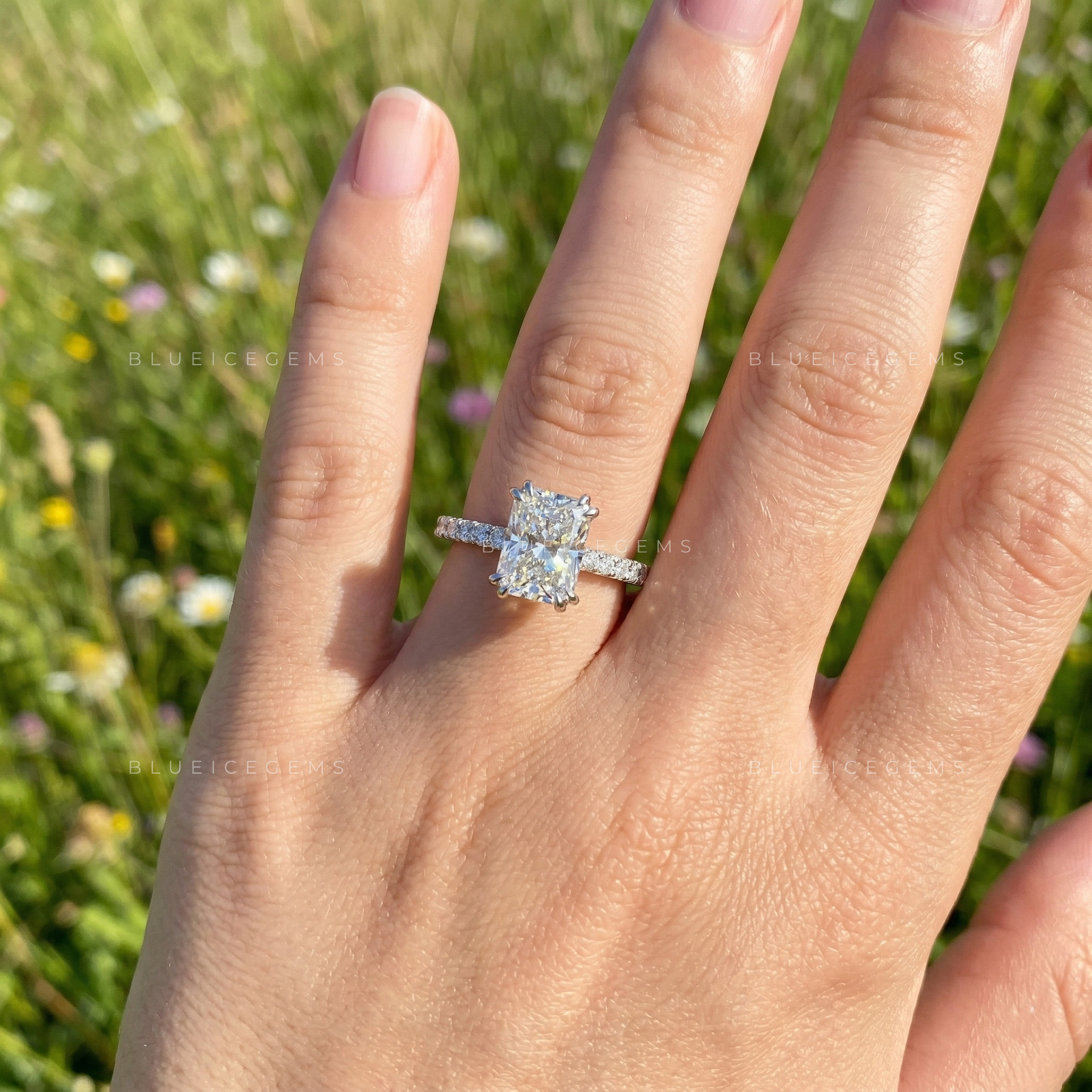 Sparkling Sophistication Radiant Cut Hidden Accent Engagement Ring