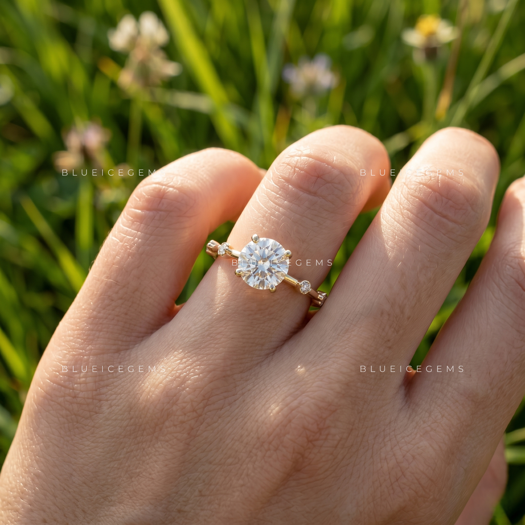 Luméa Round Brilliant Accent Engagement Ring