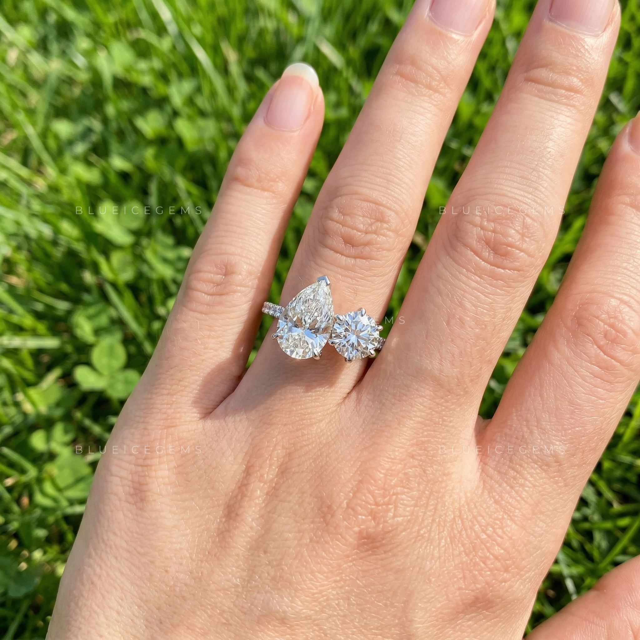 Celestial Harmony Pear and Round "Toi et Moi" Engagement Ring