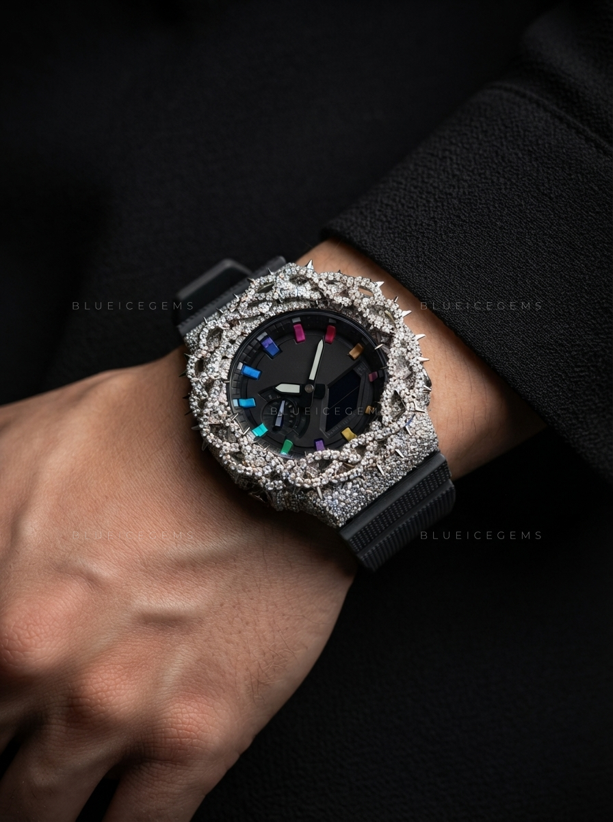 Thorn Crown Iced Out Watch – VVS Moissanite Custom Bezel