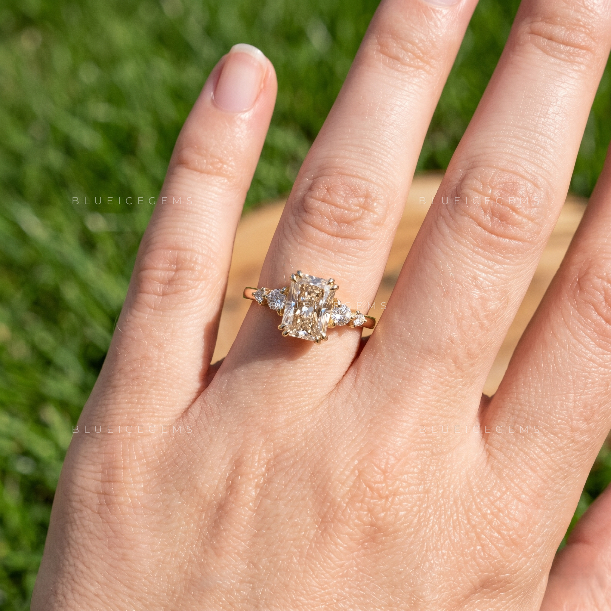 Graceful Spark Radiant Cut Accent Engagement Ring